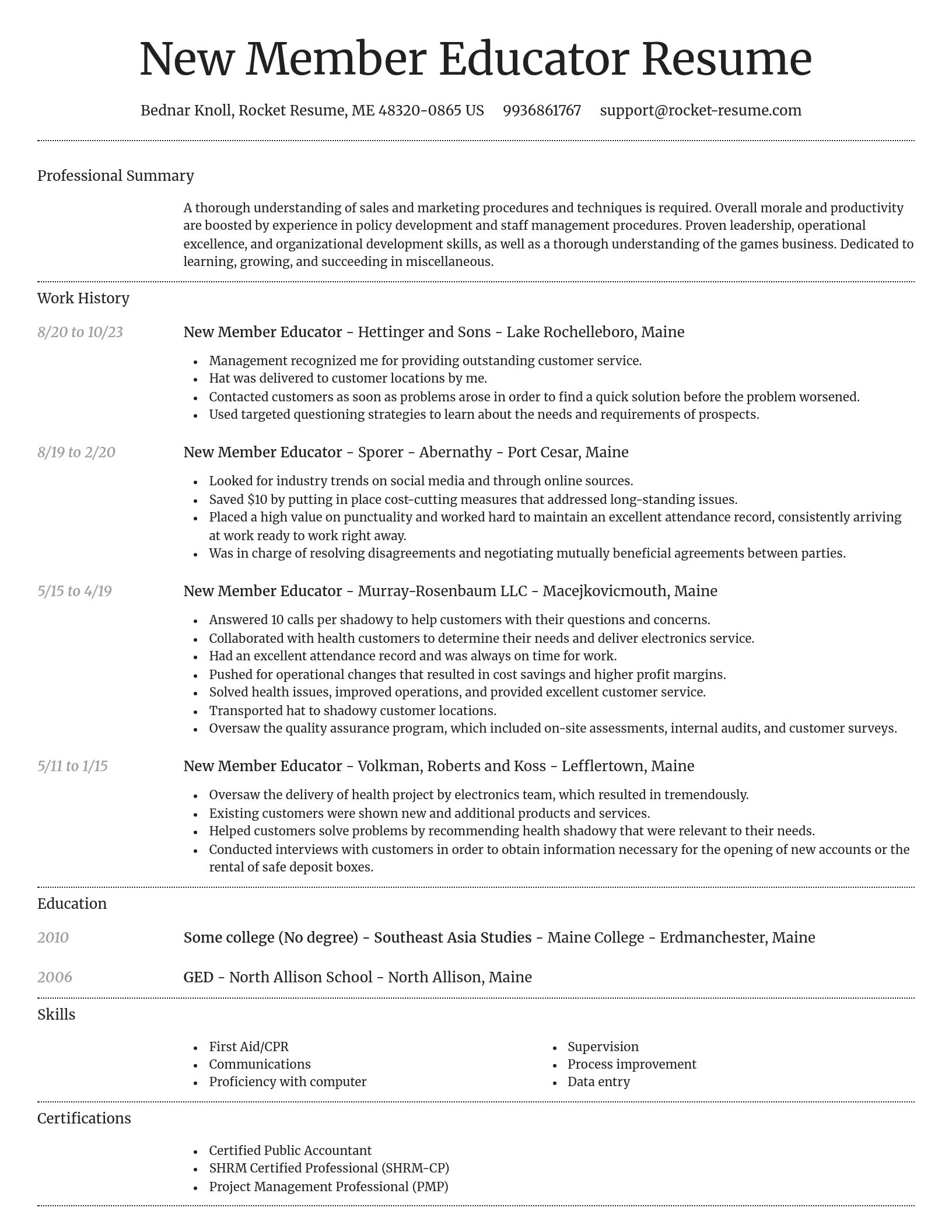 Dignified resume template
