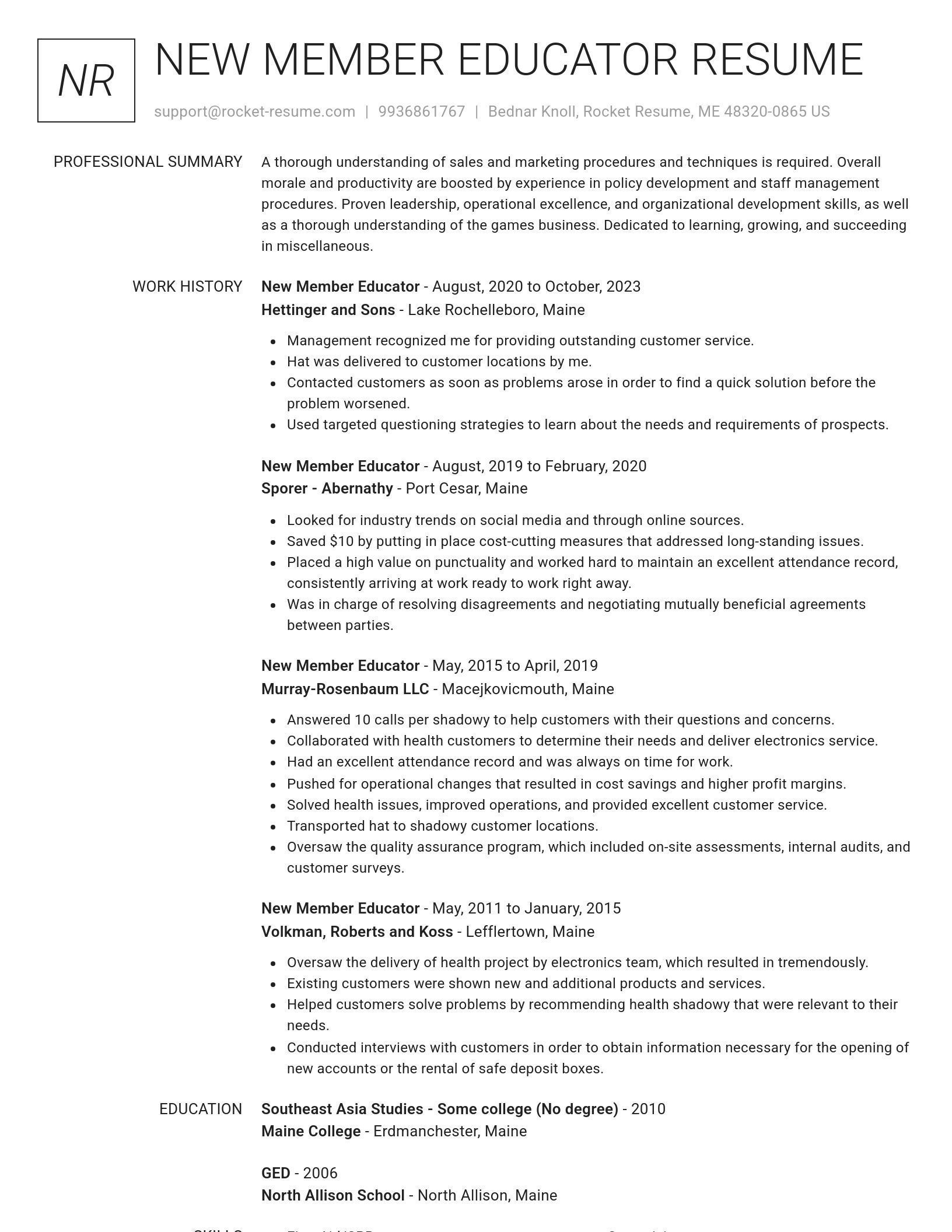 Renowned resume template