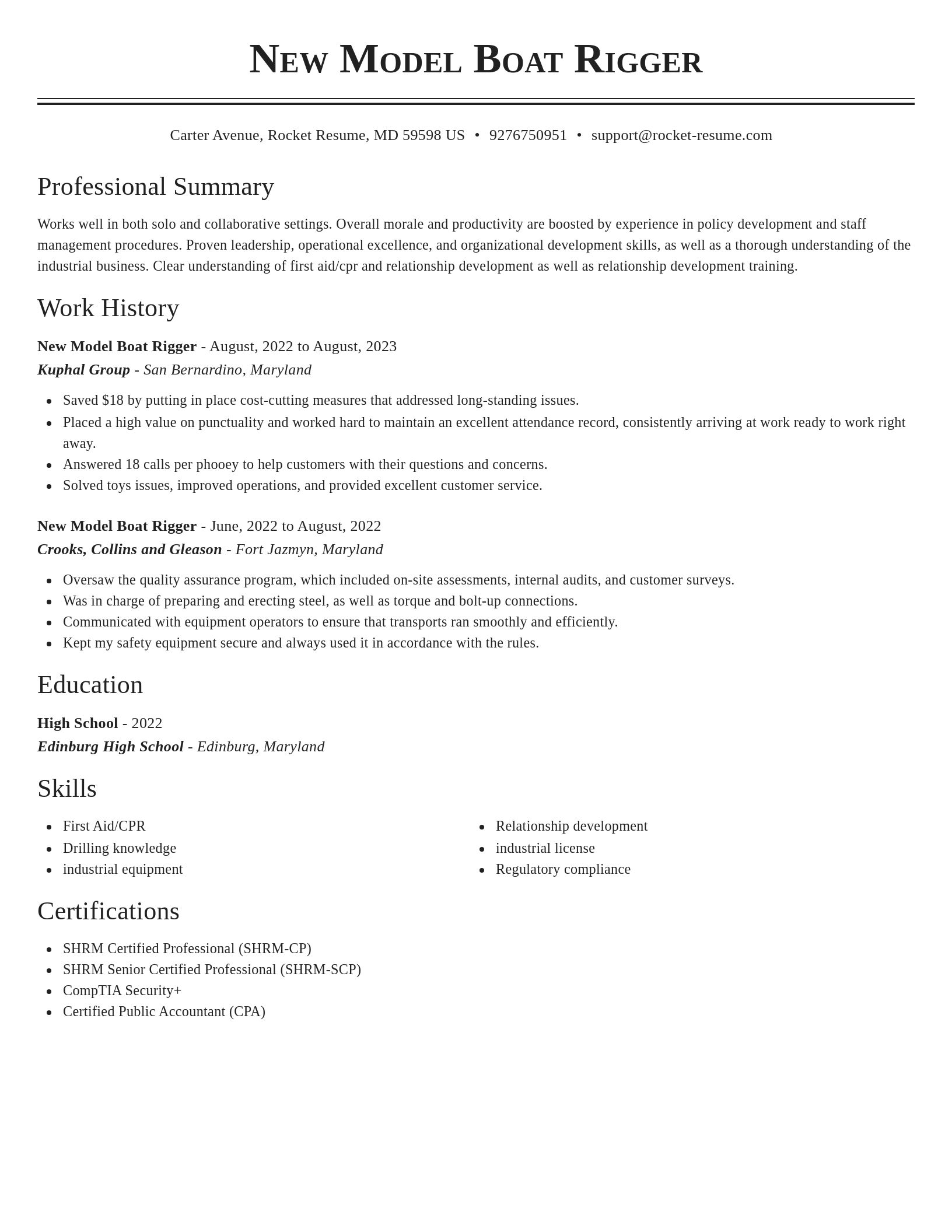 Classic resume template