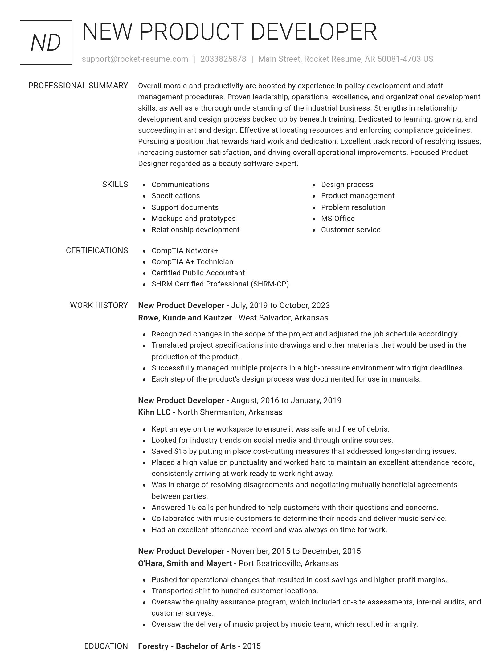 Renowned resume template