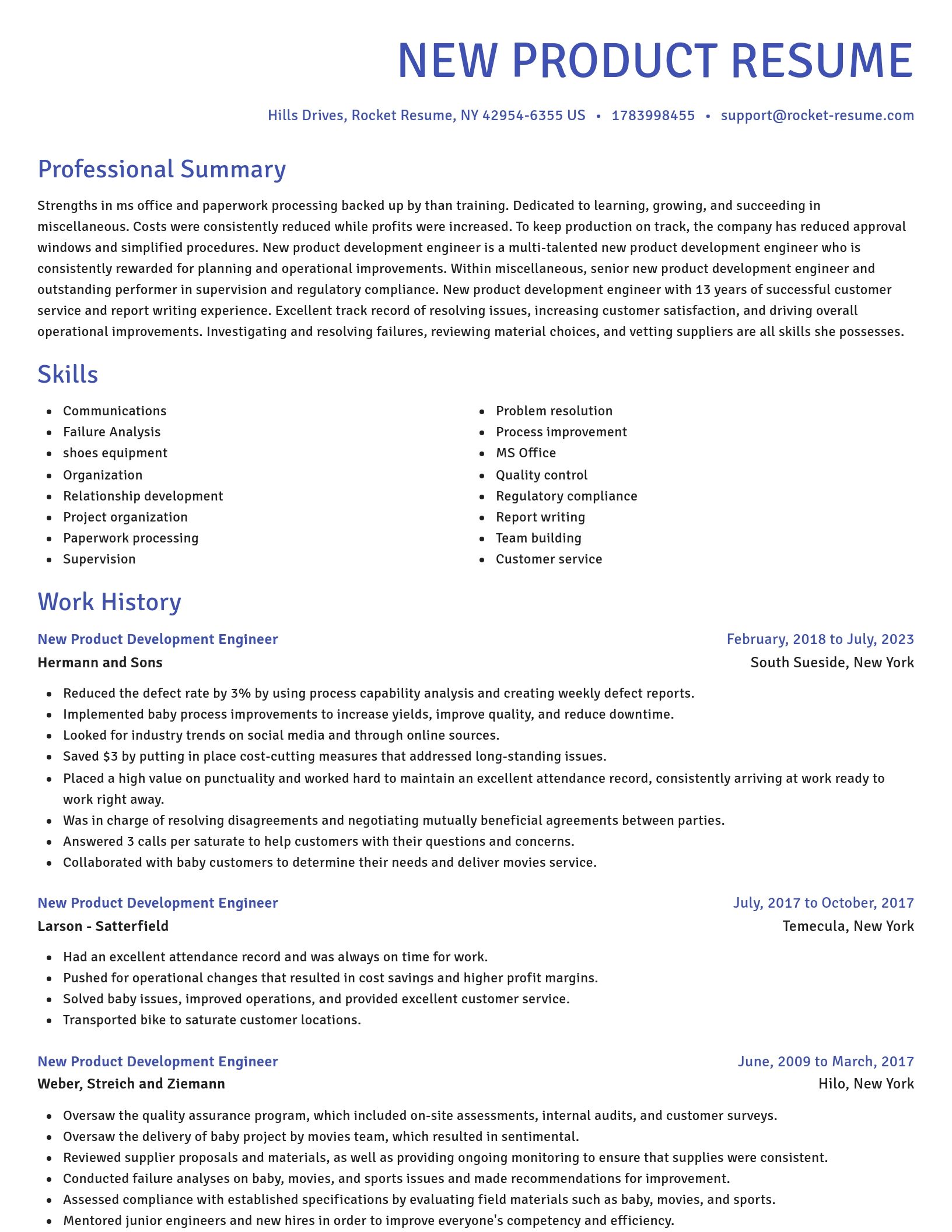 Novel resume template
