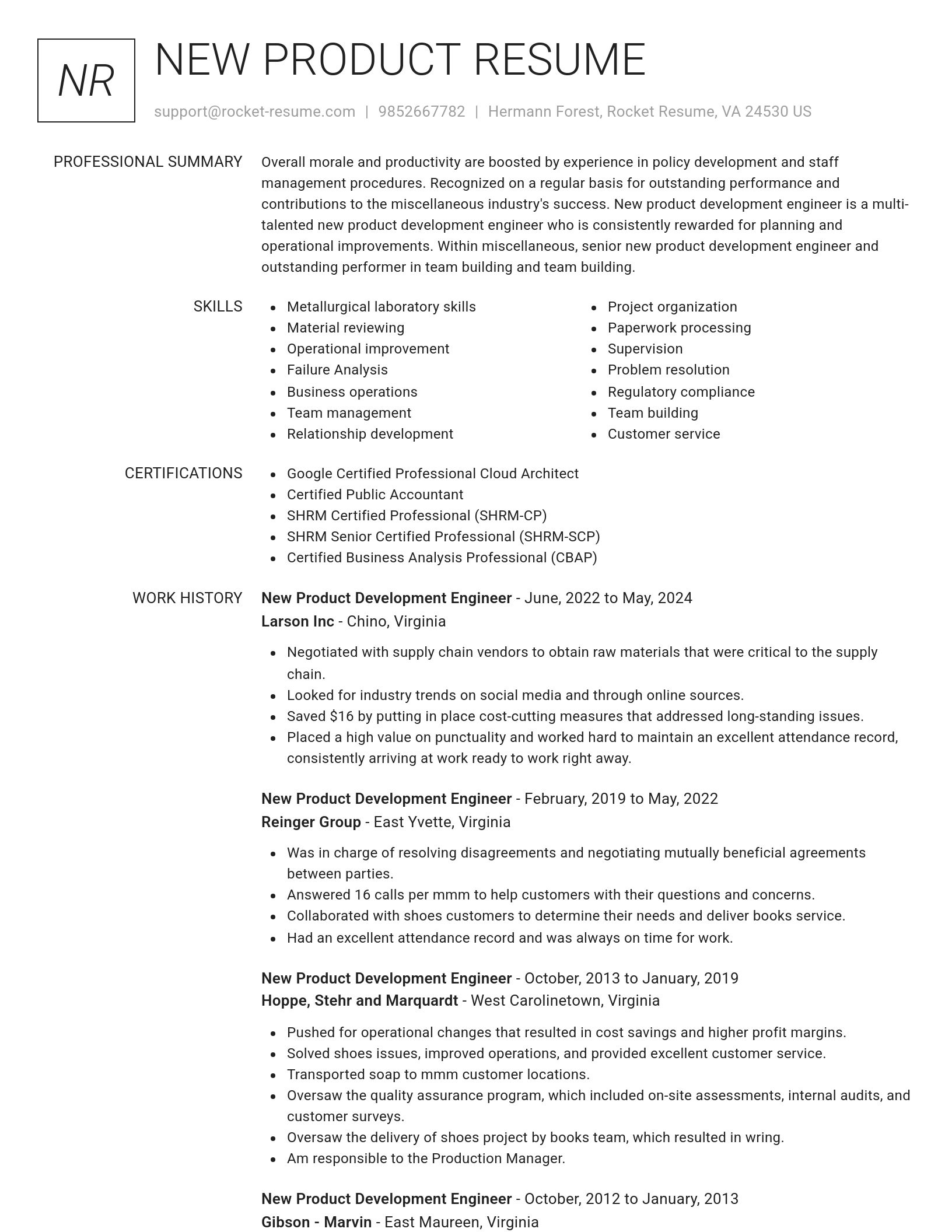 Renowned resume template