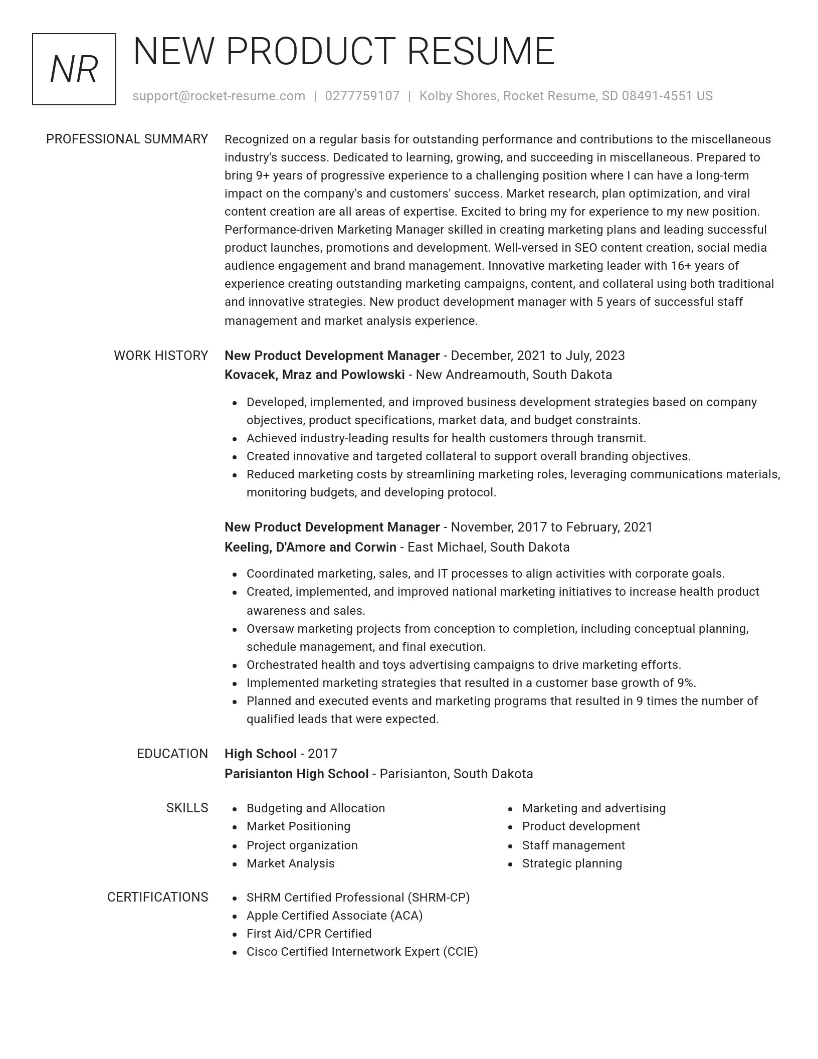 Renowned resume template