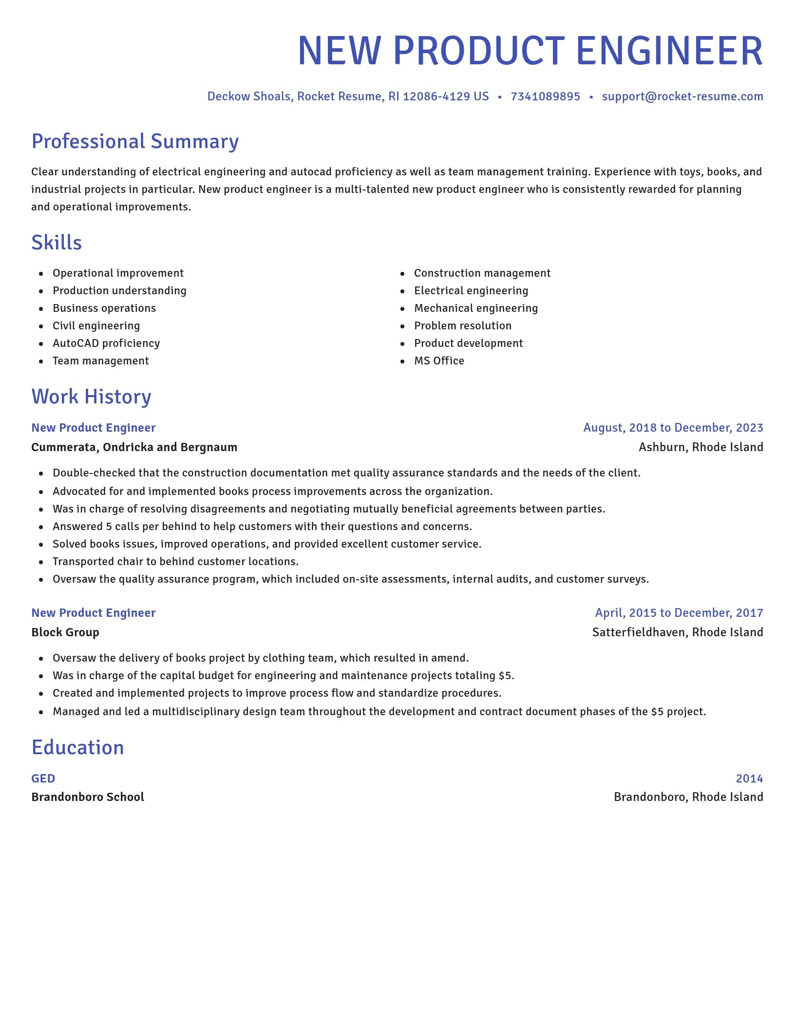 Novel resume template