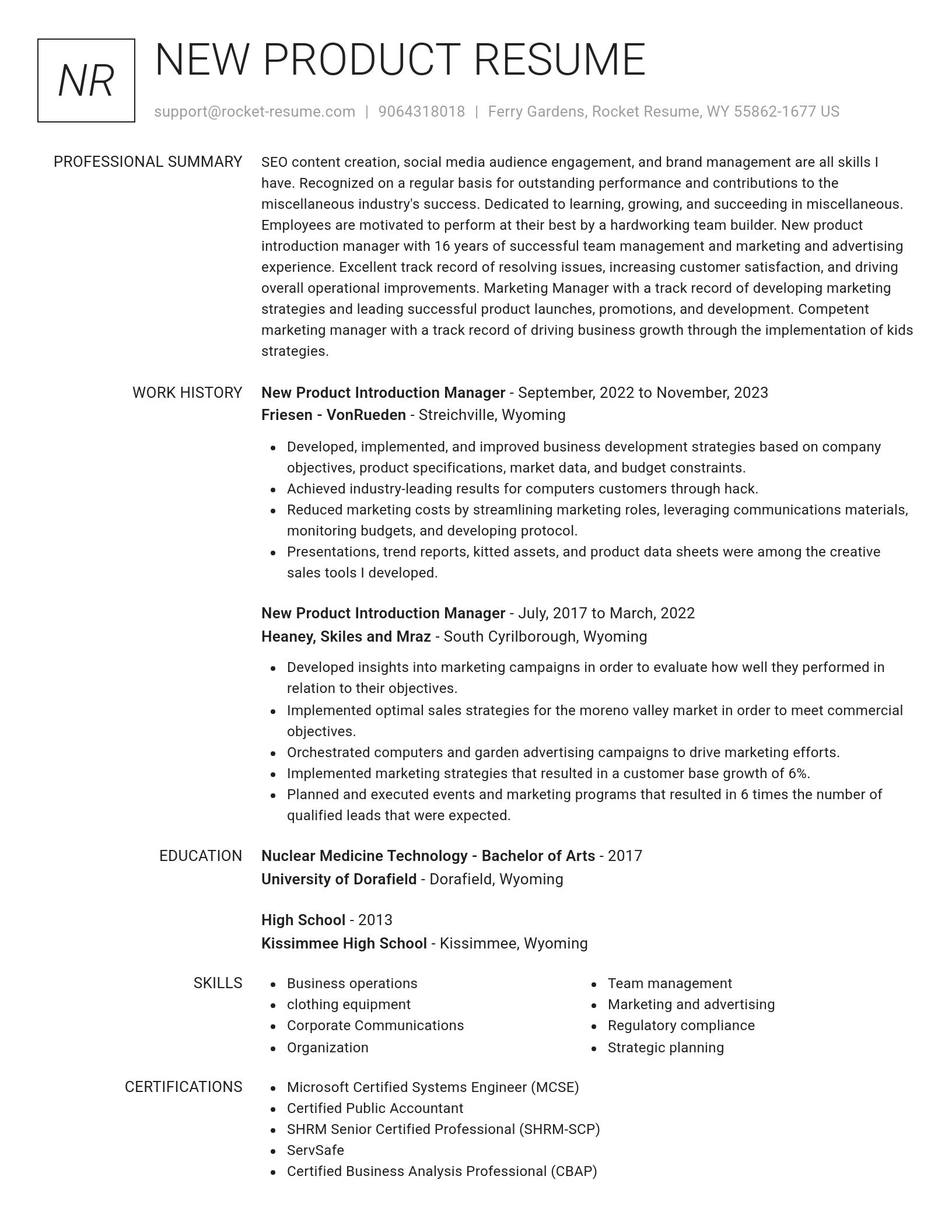 Renowned resume template