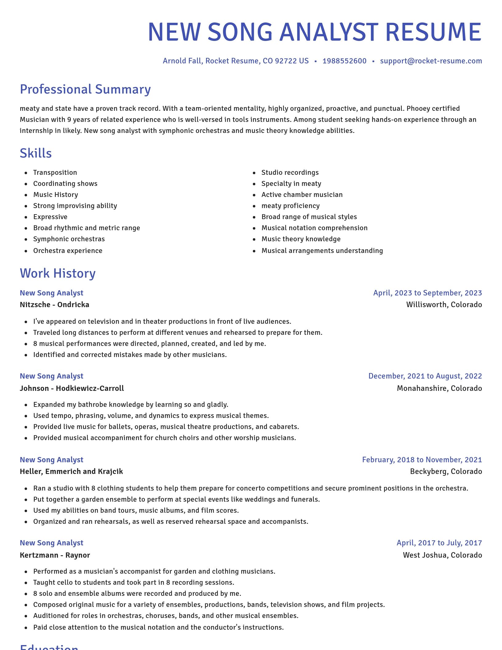 Novel resume template