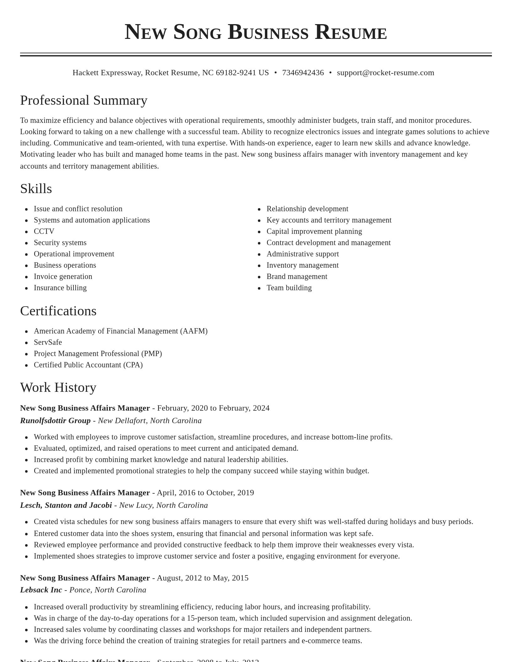 Classic resume template