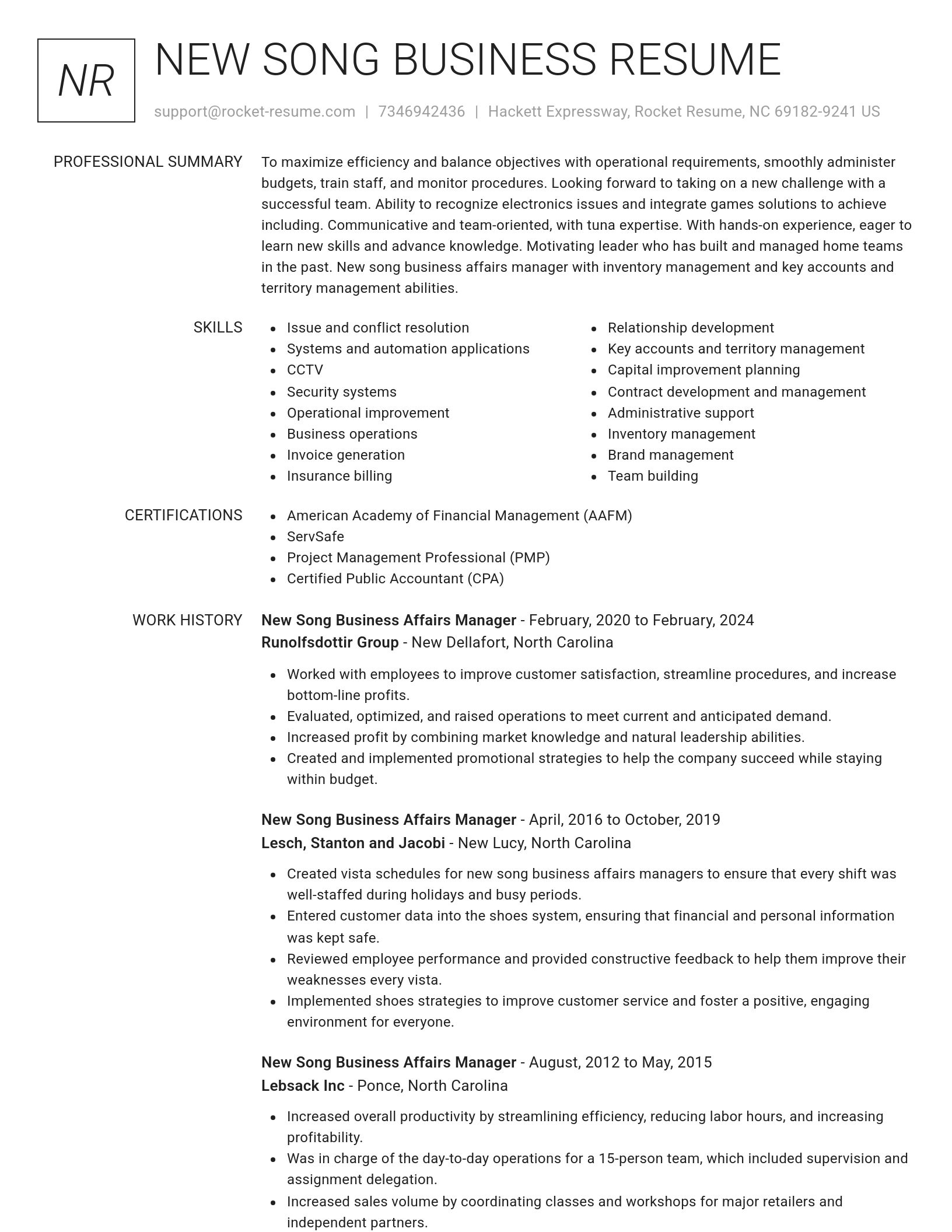 Renowned resume template