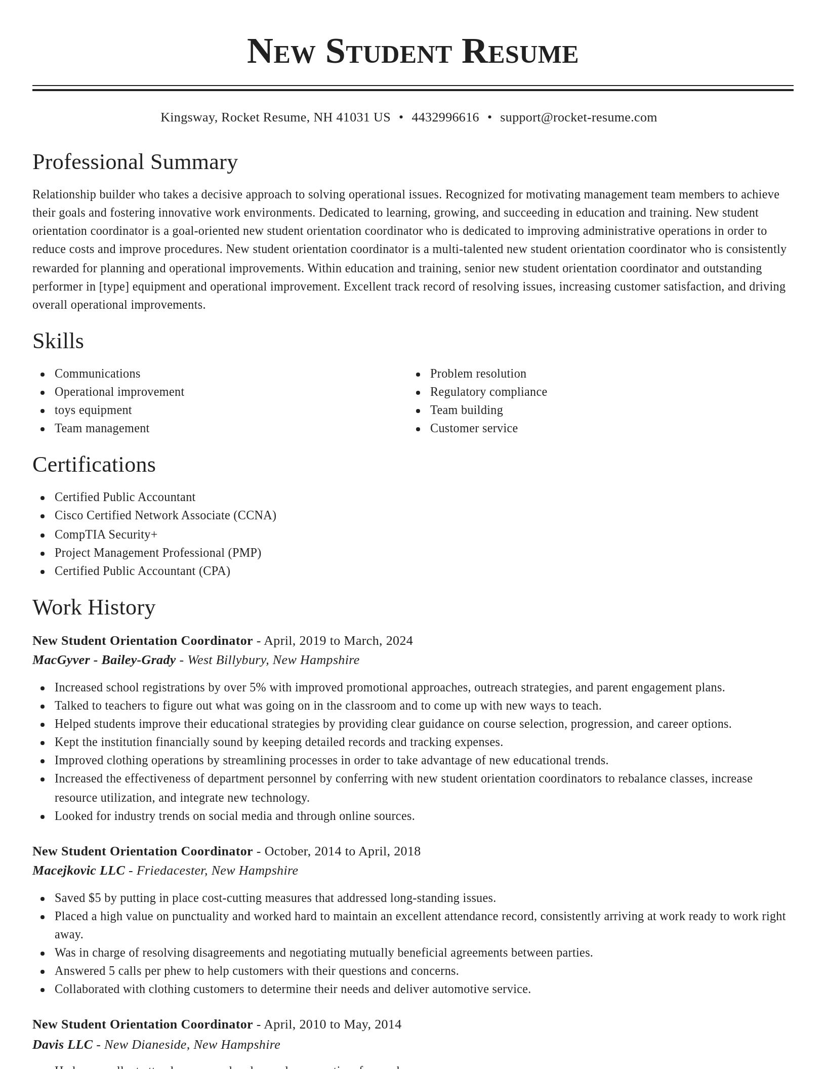 Classic resume template