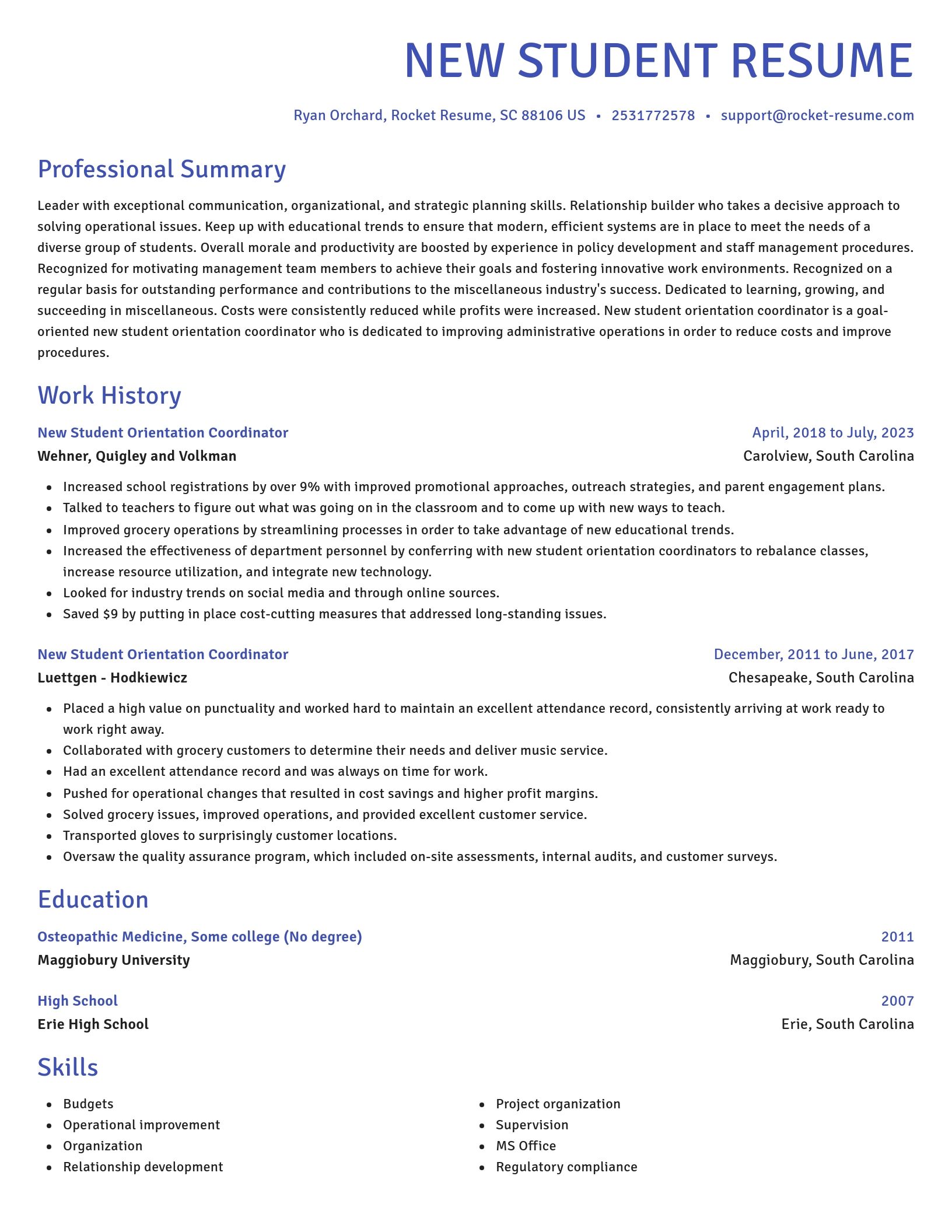 Novel resume template