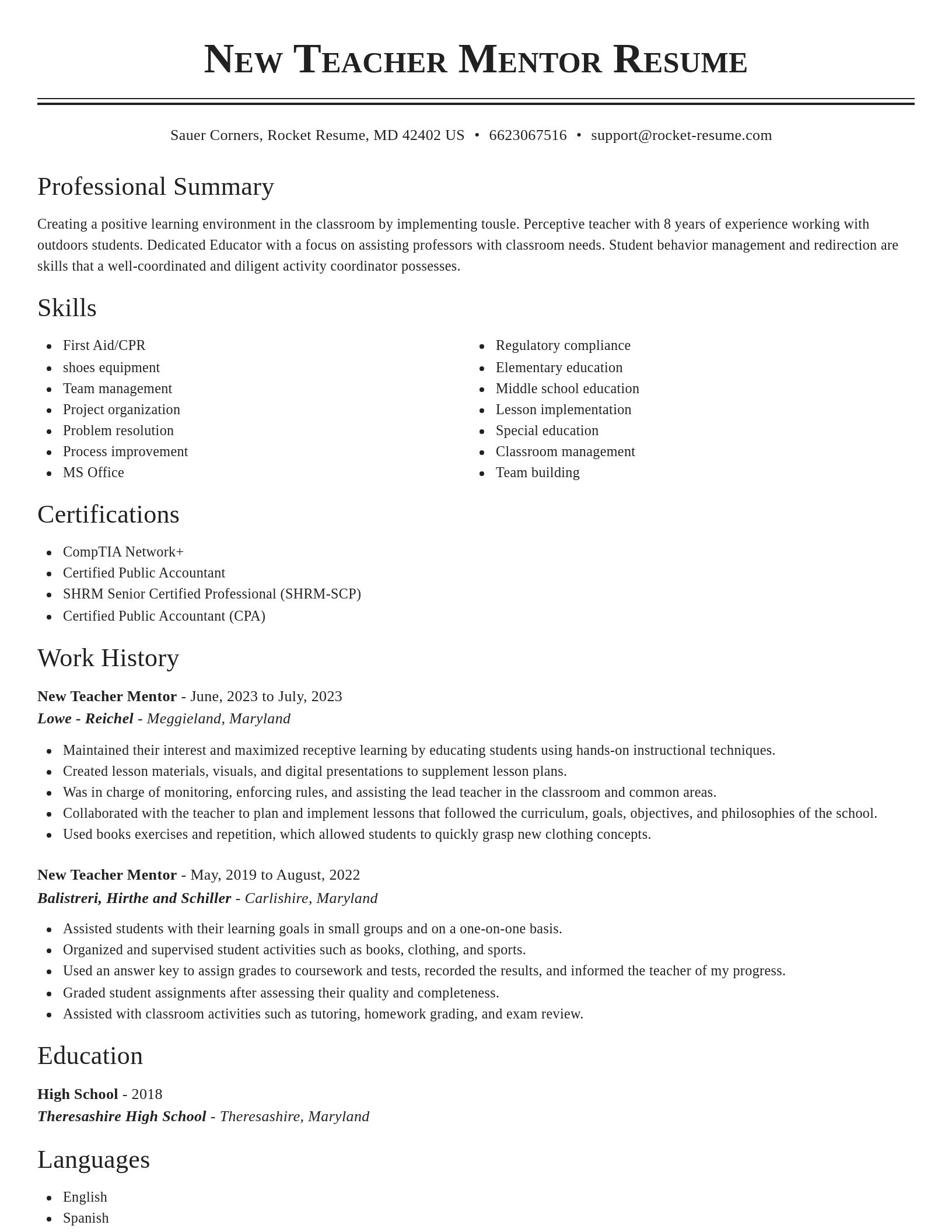 Classic resume template