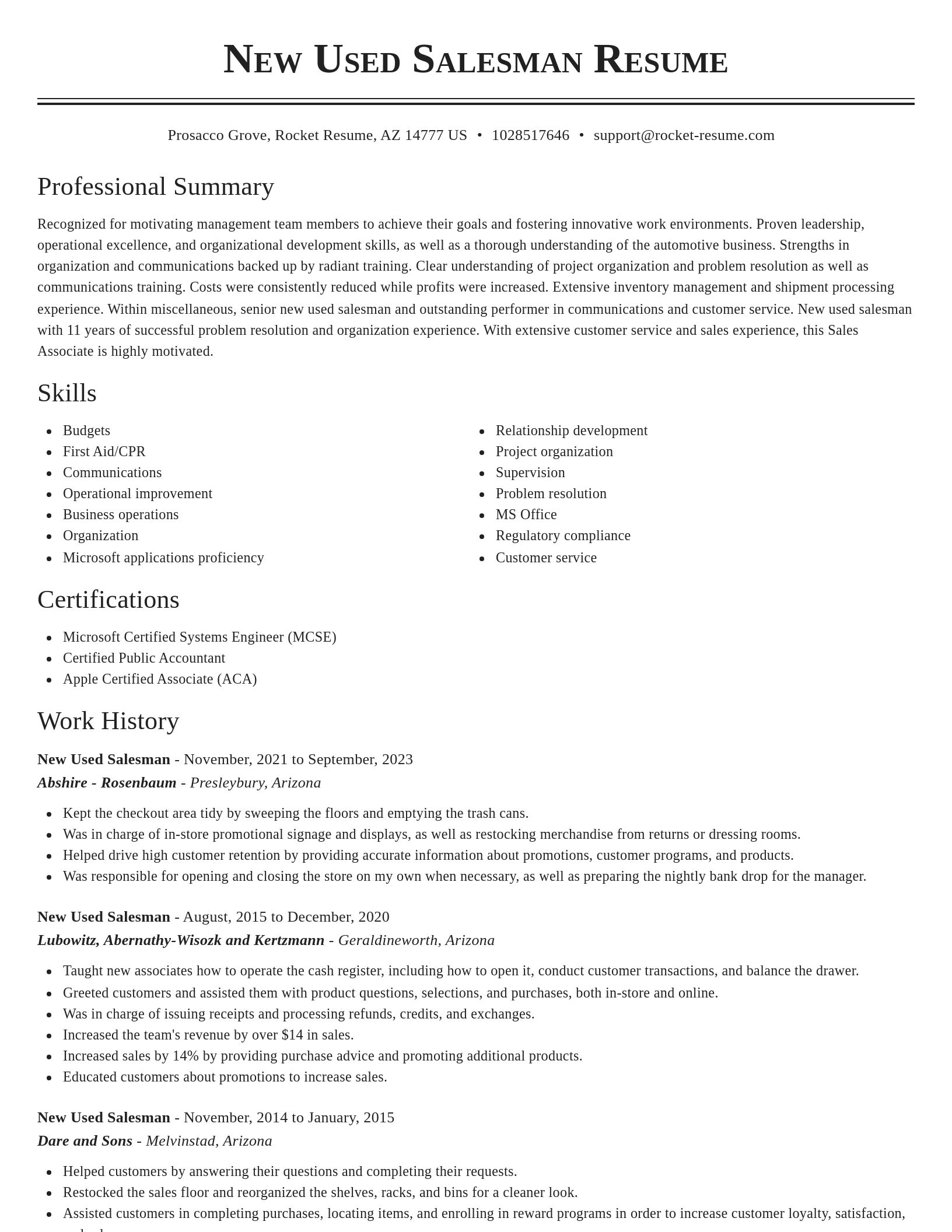 Classic resume template