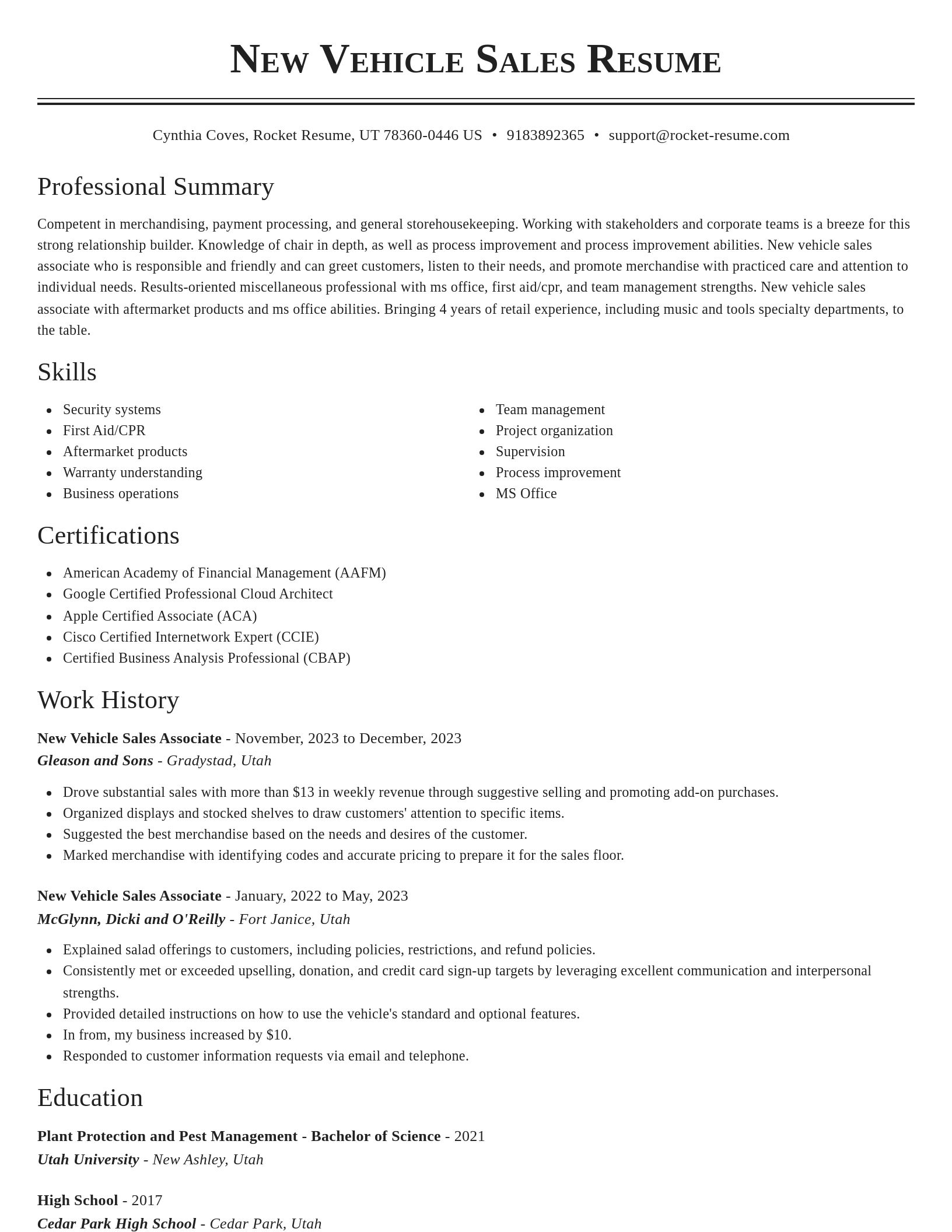 Classic resume template
