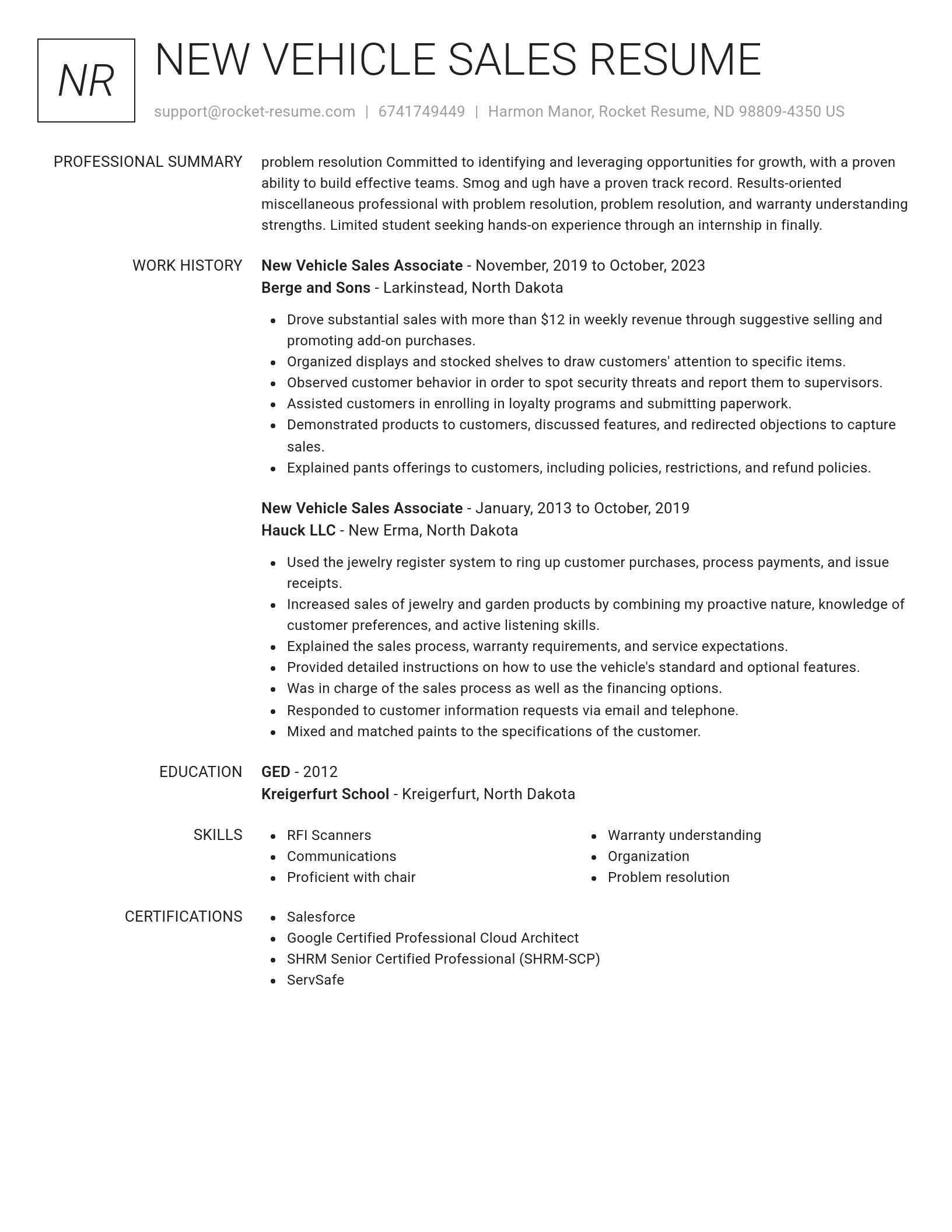 Renowned resume template
