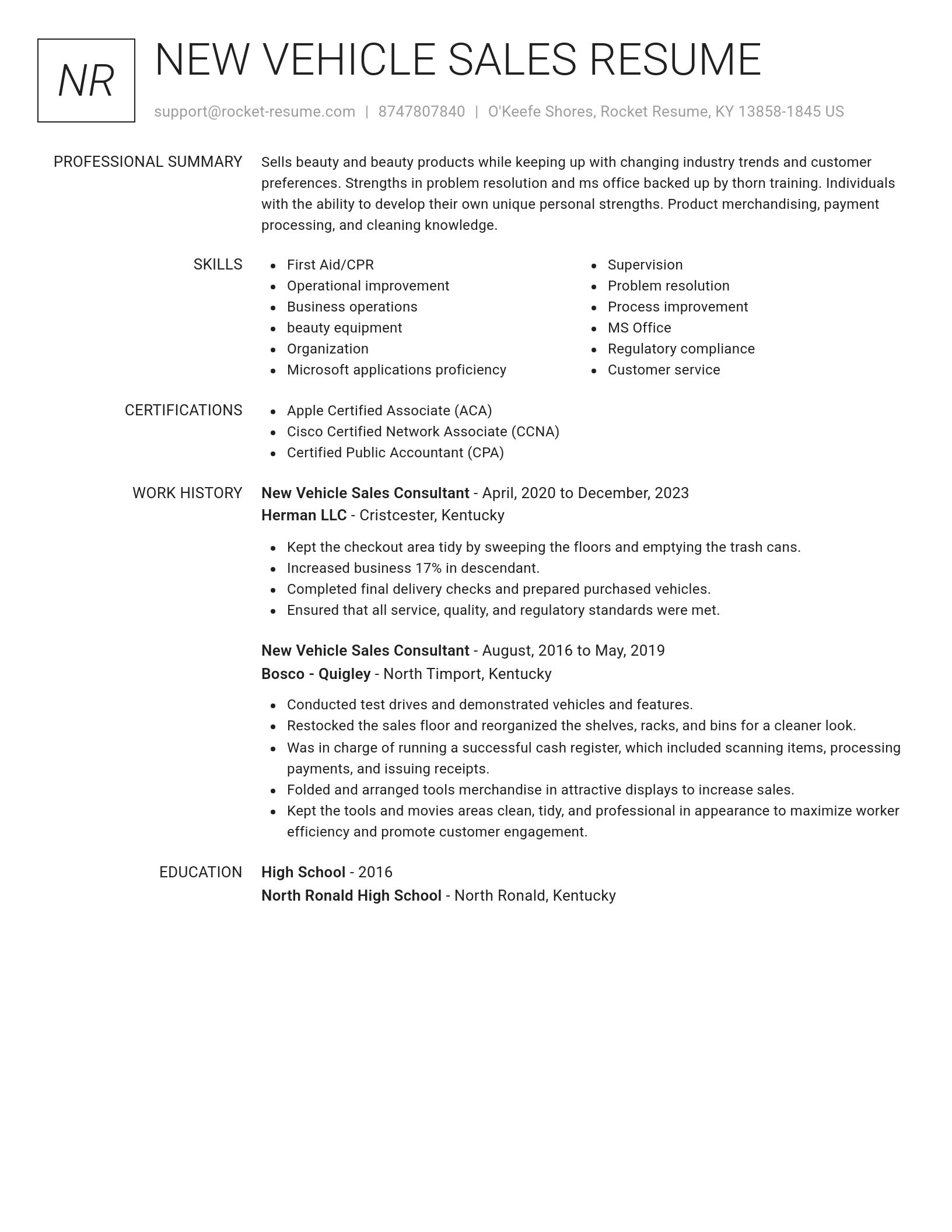 Renowned resume template