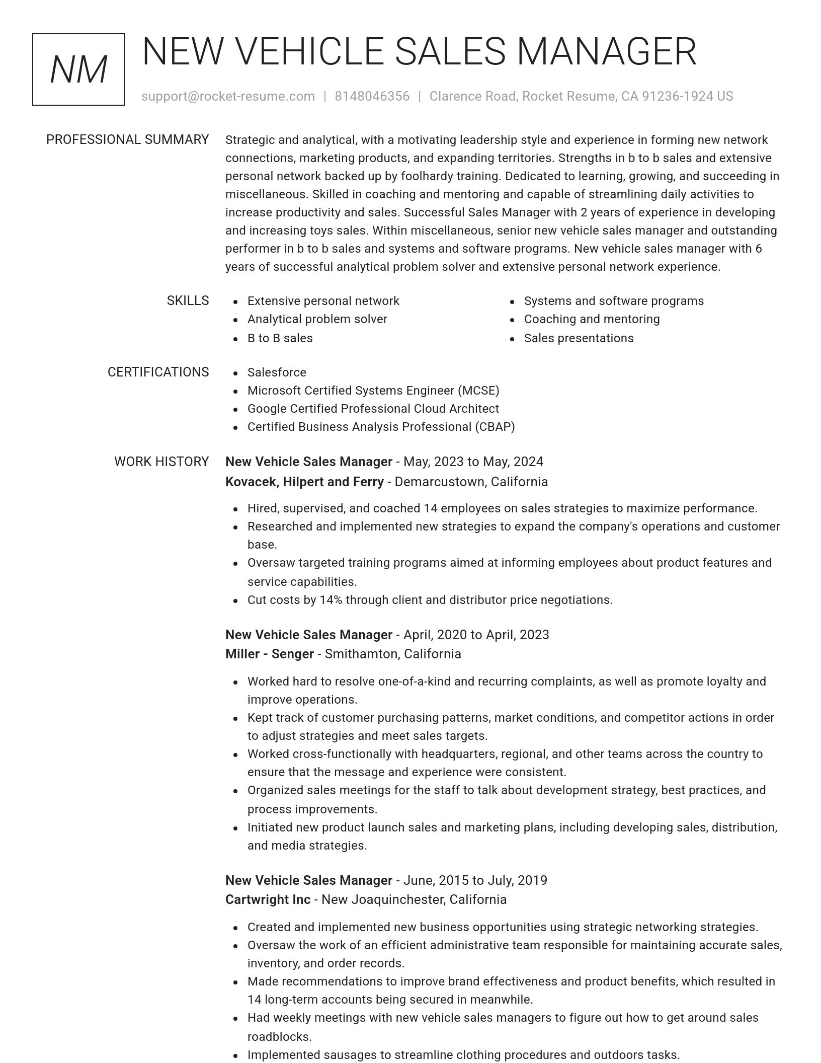 Renowned resume template