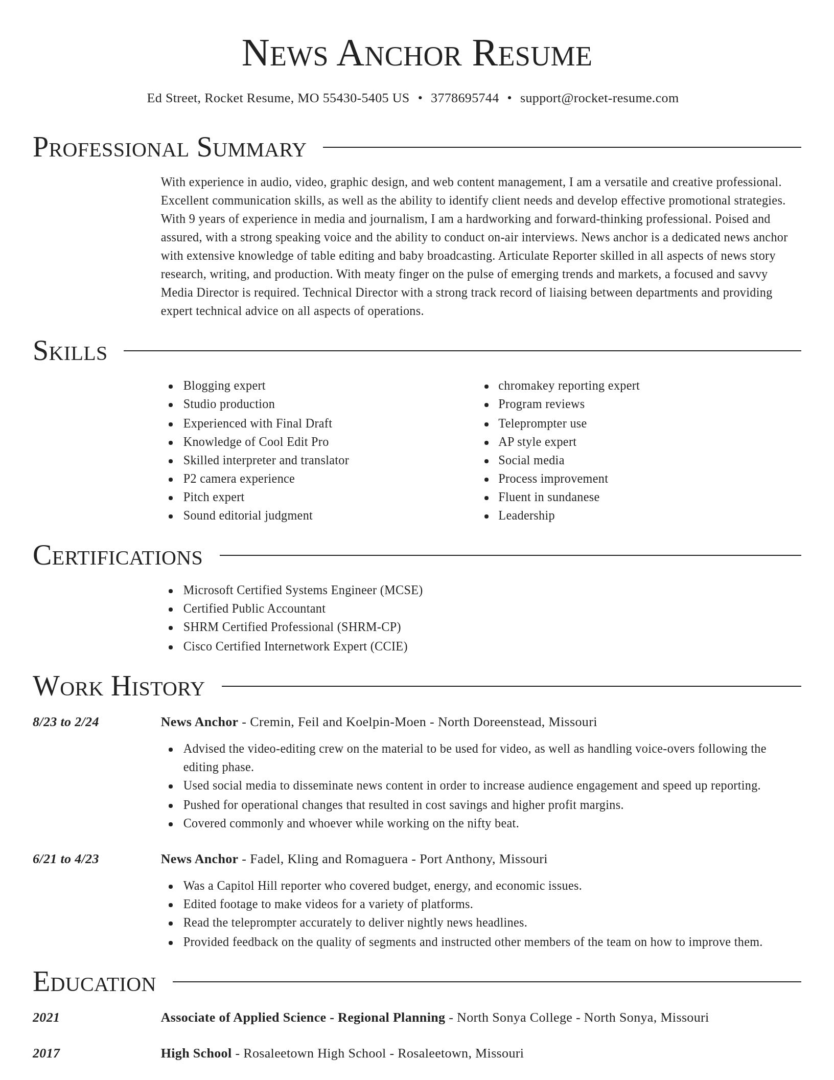 Director resume template