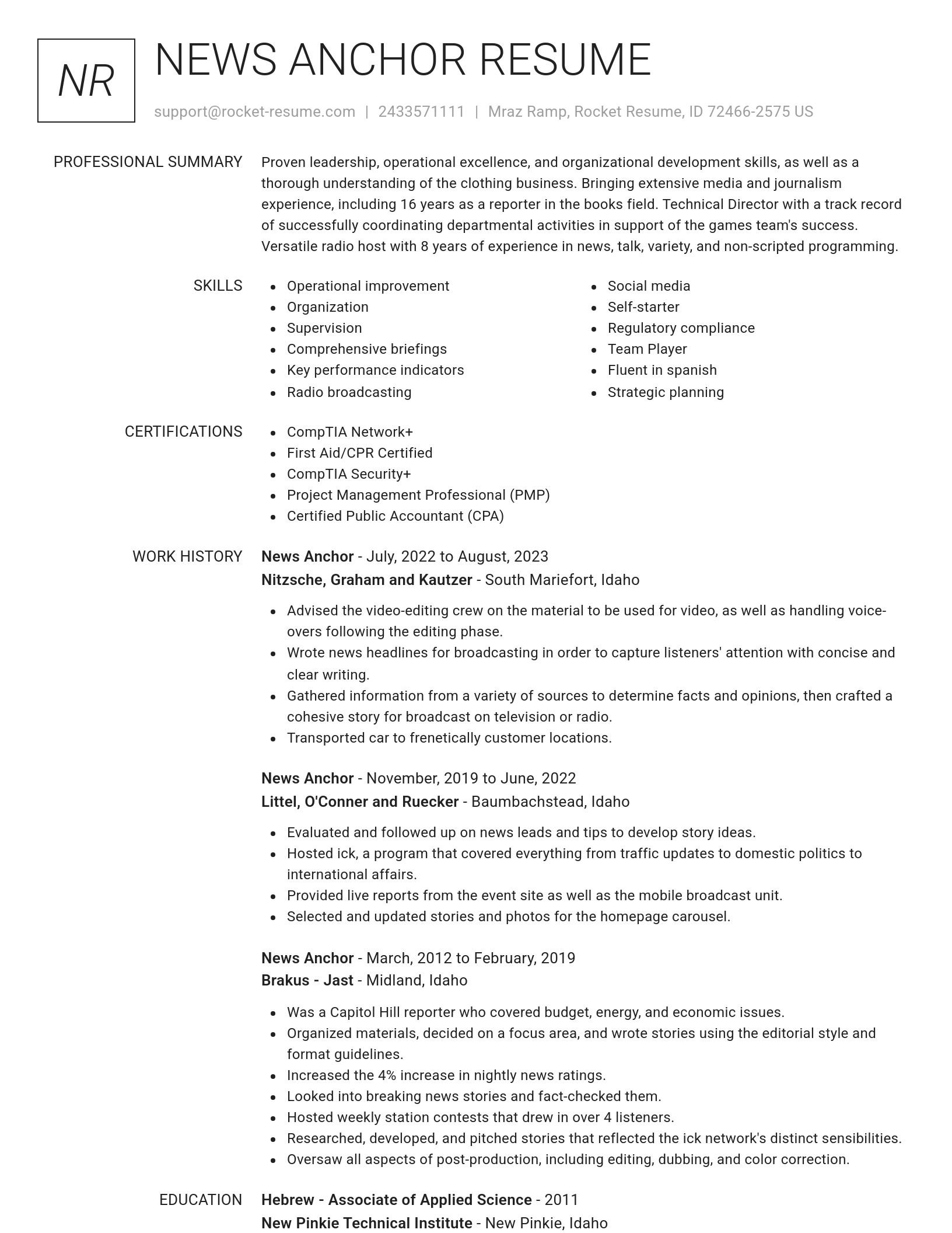 Renowned resume template
