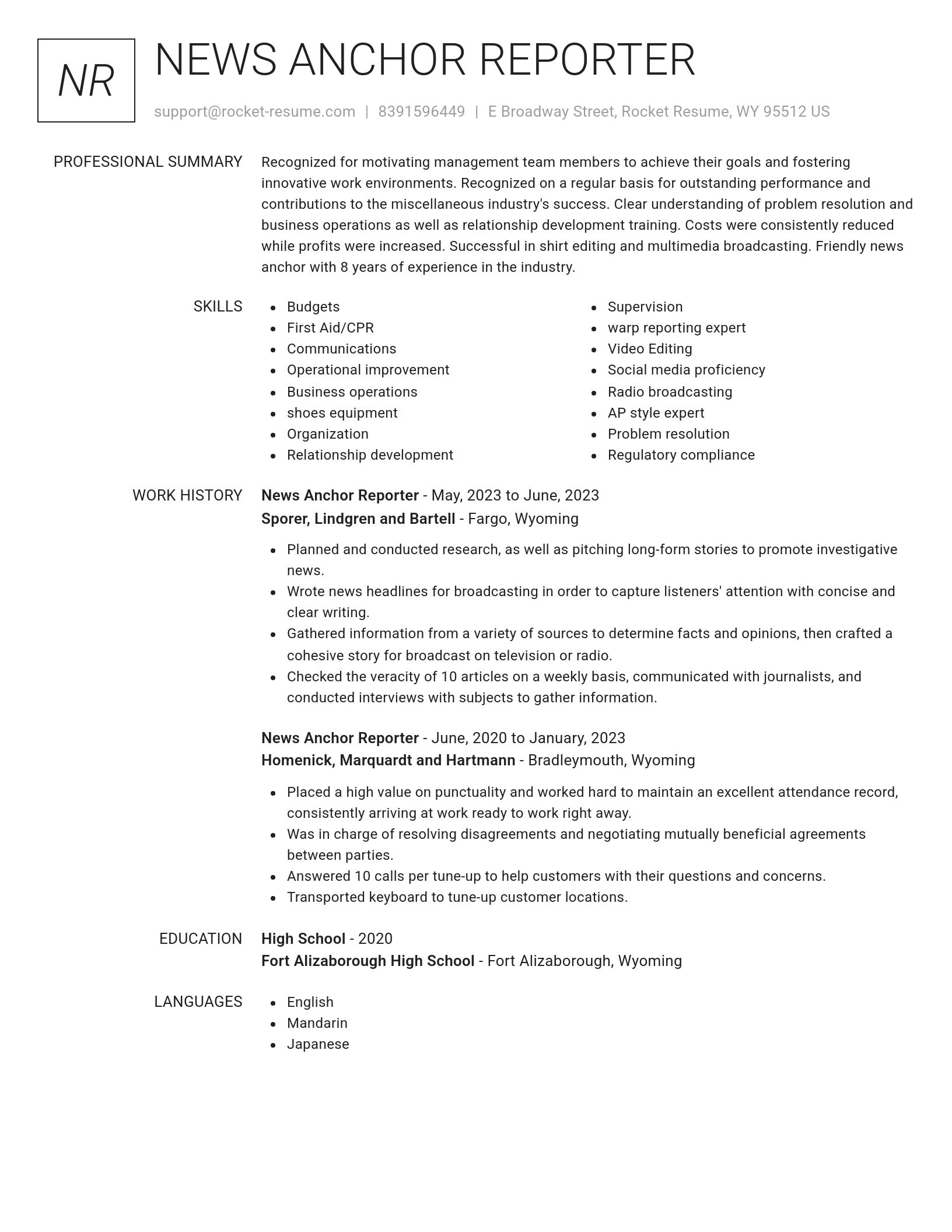Renowned resume template