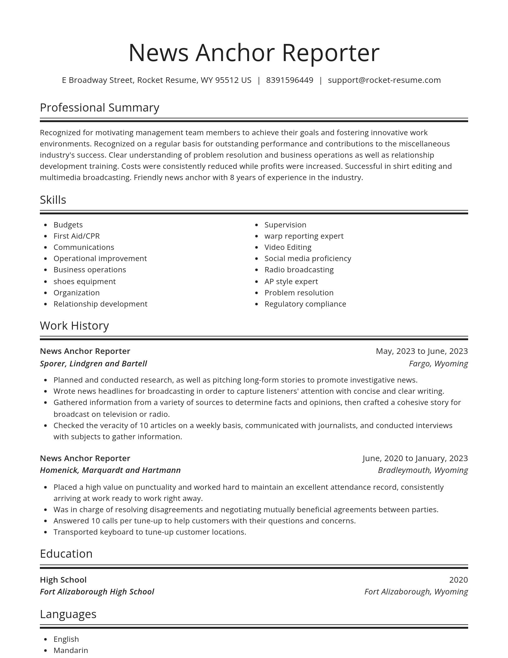 Spotlight resume template