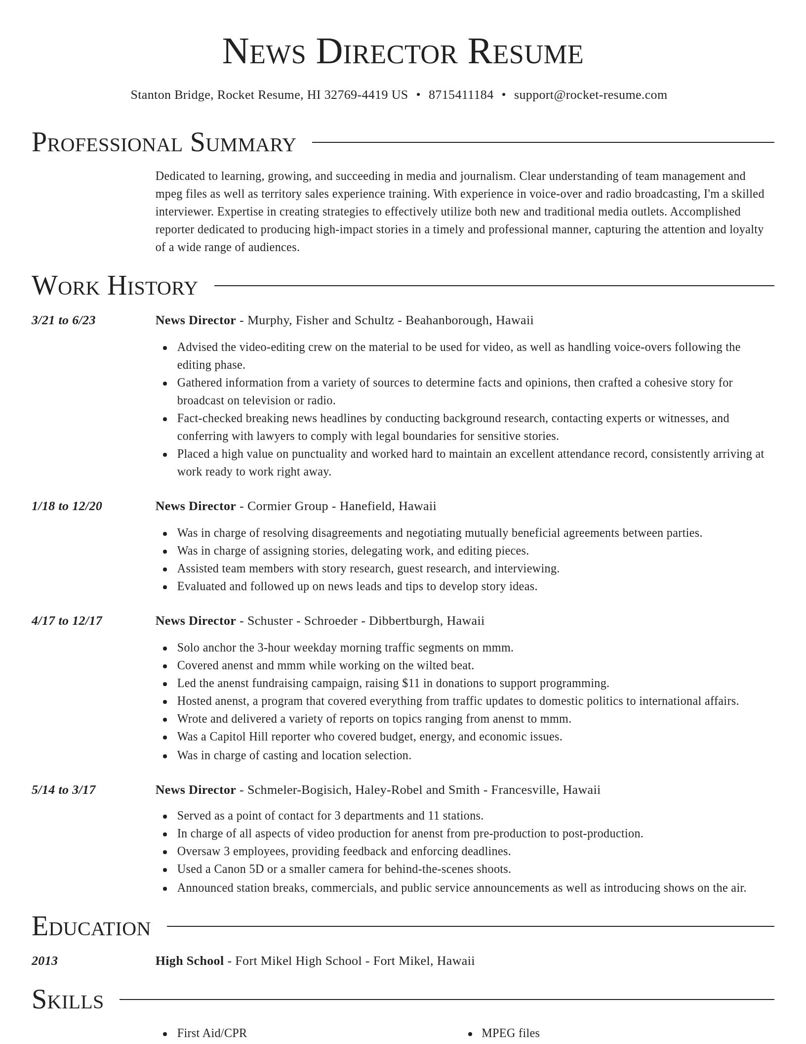 Director resume template