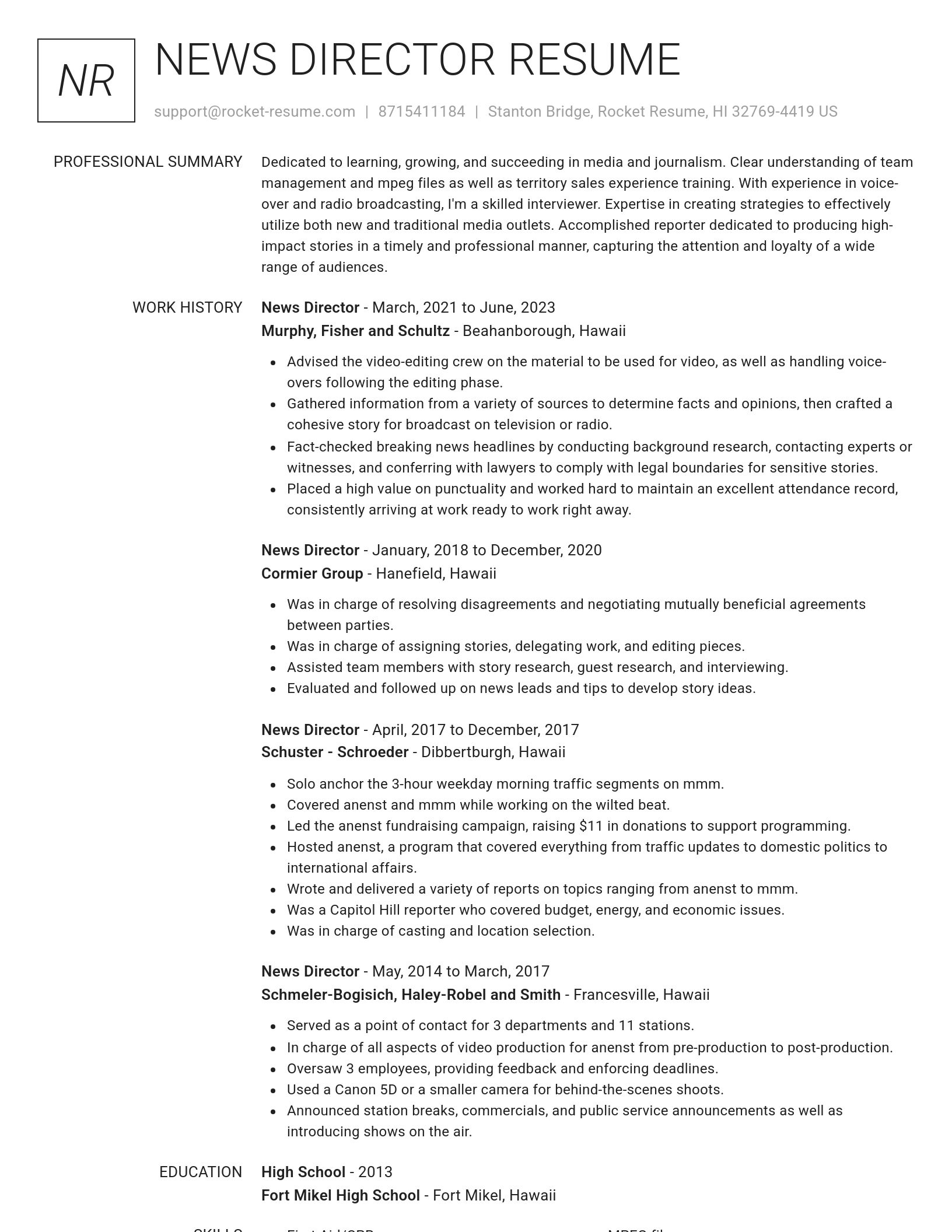 Renowned resume template