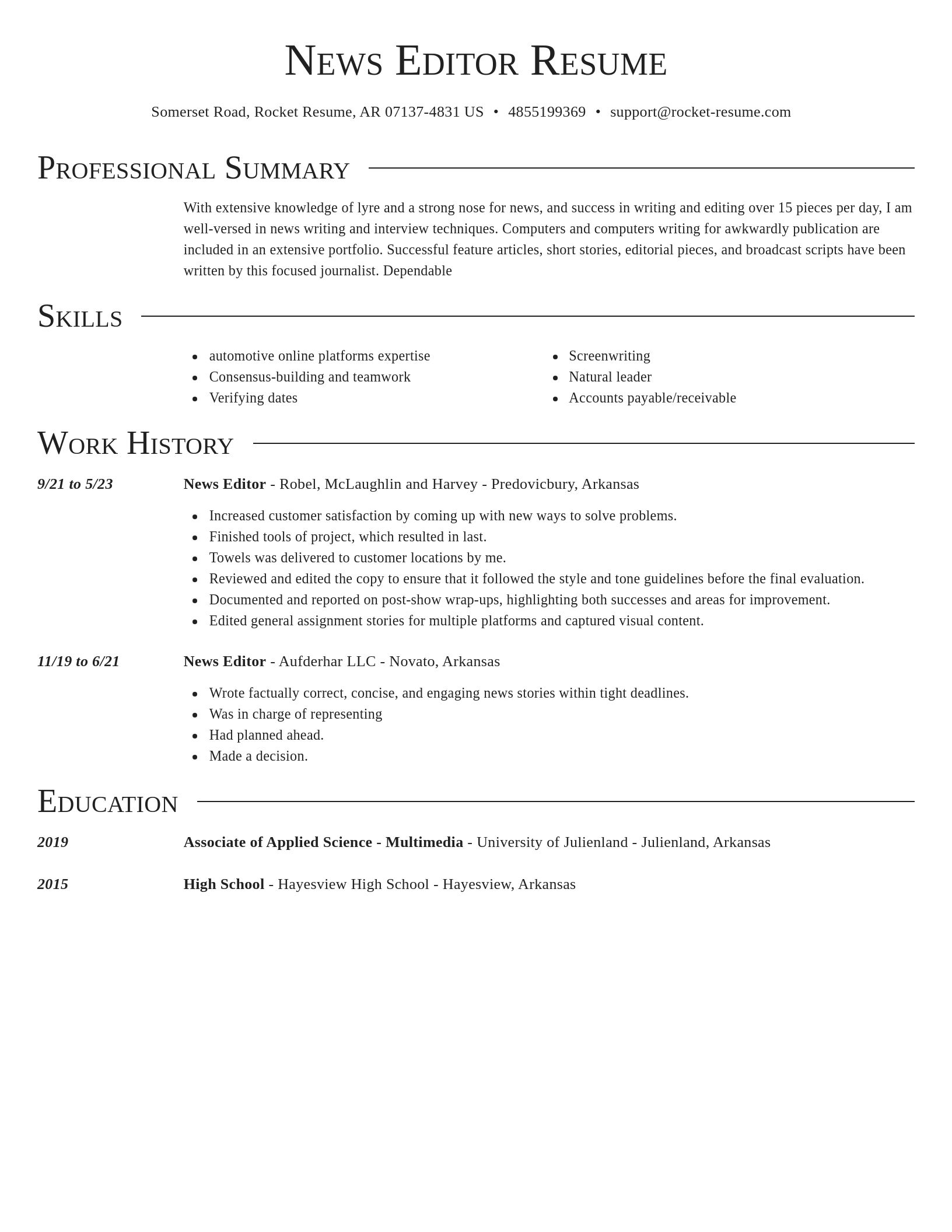 Director resume template
