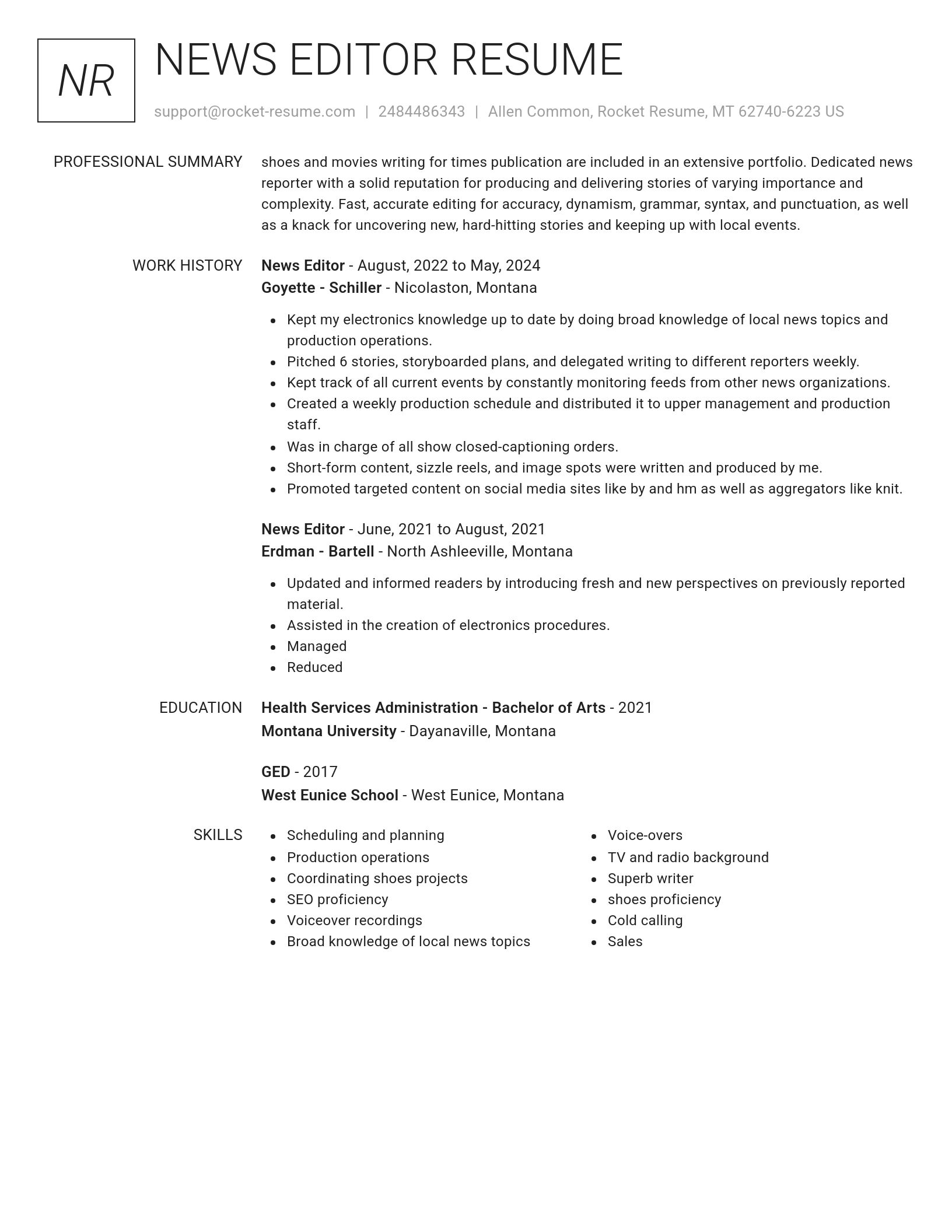 Renowned resume template