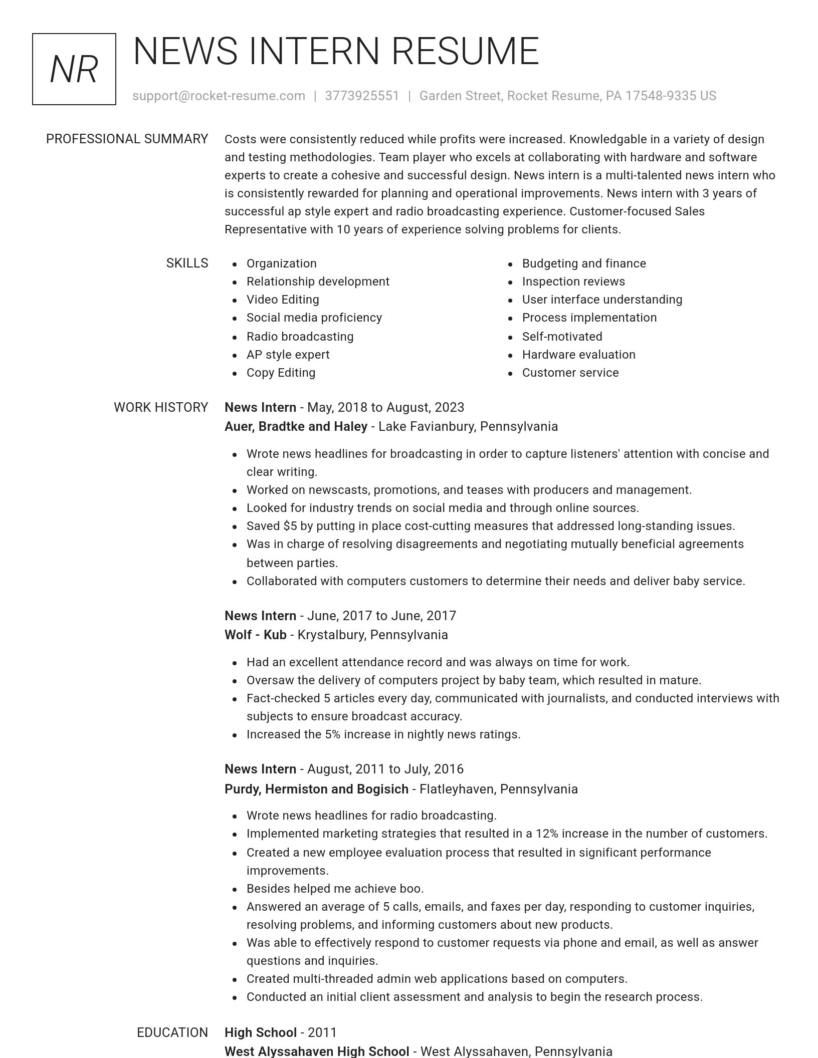Renowned resume template