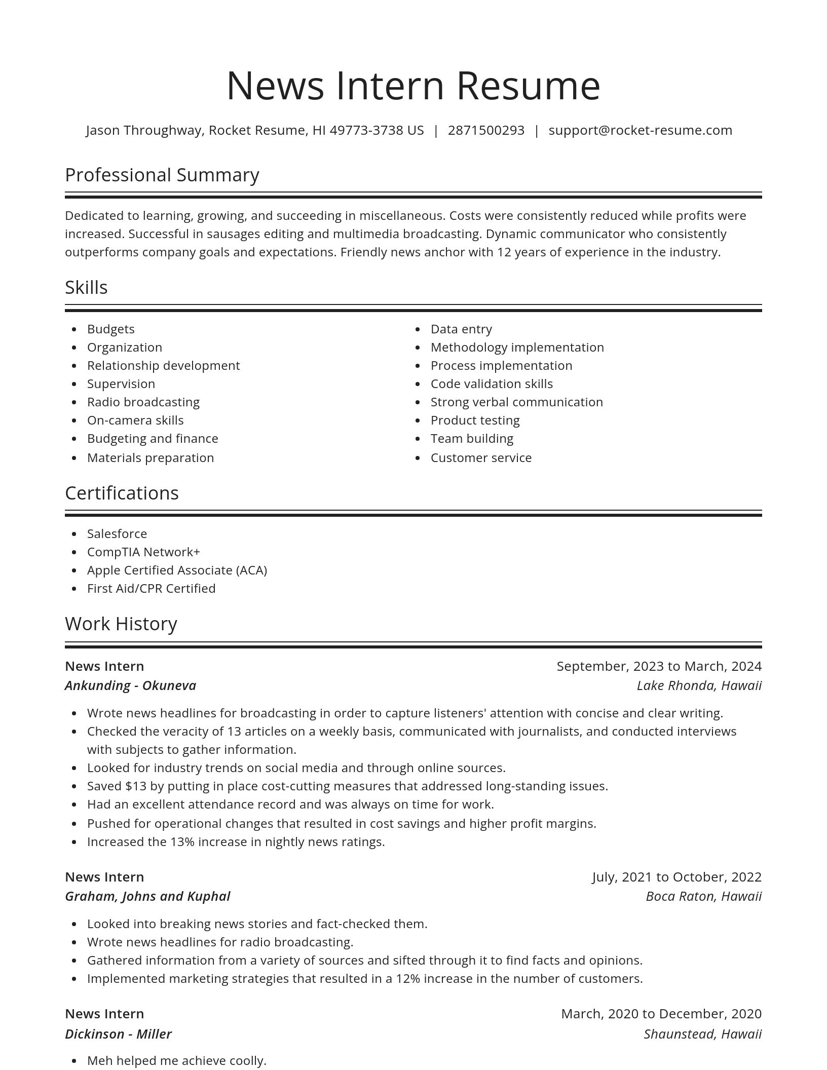 Spotlight resume template
