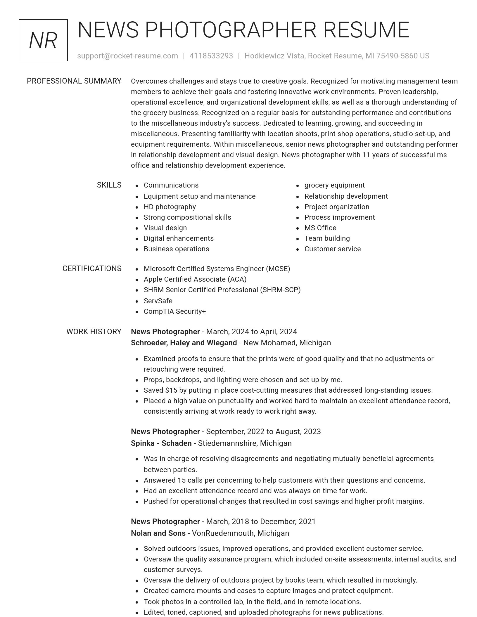 Renowned resume template