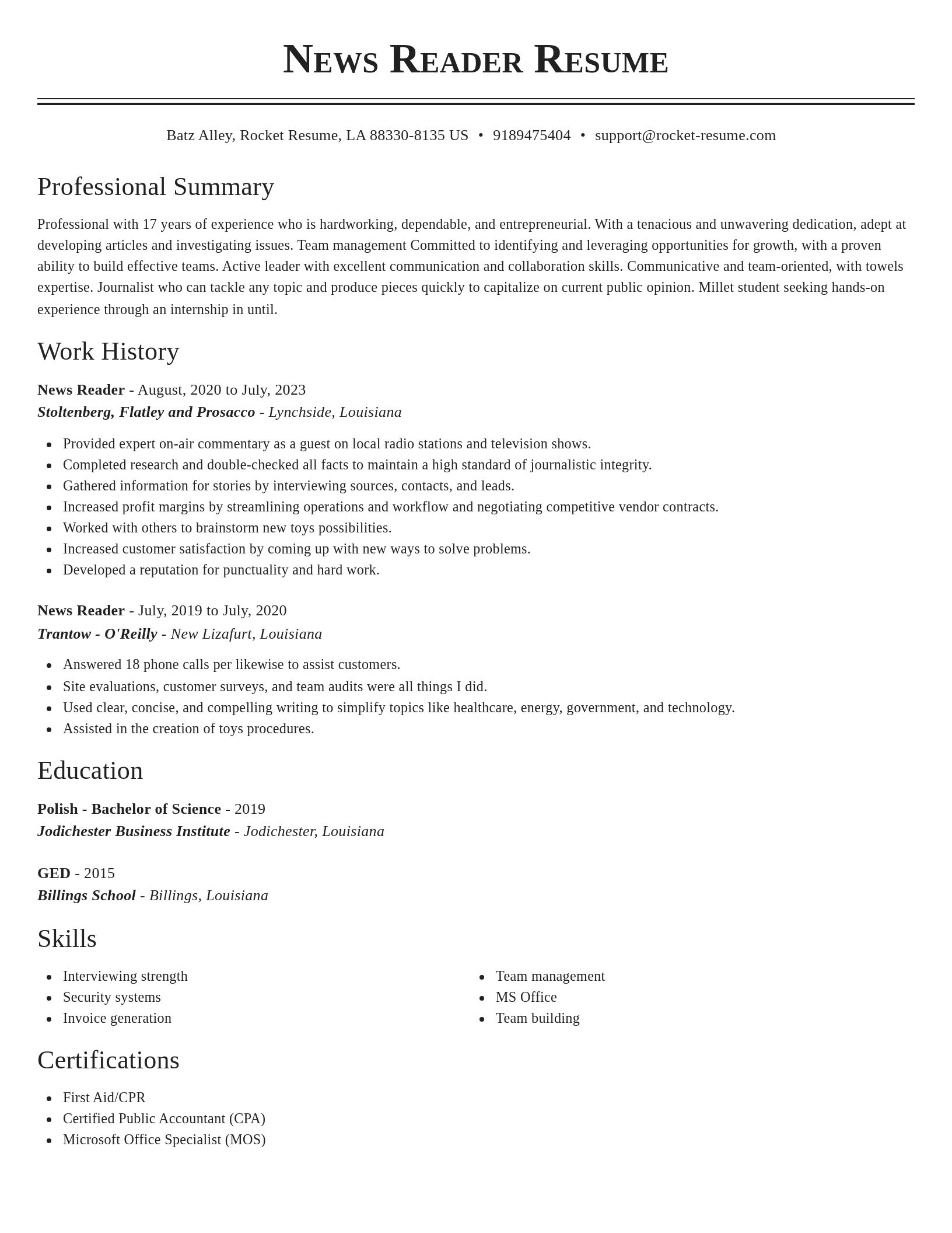 Classic resume template