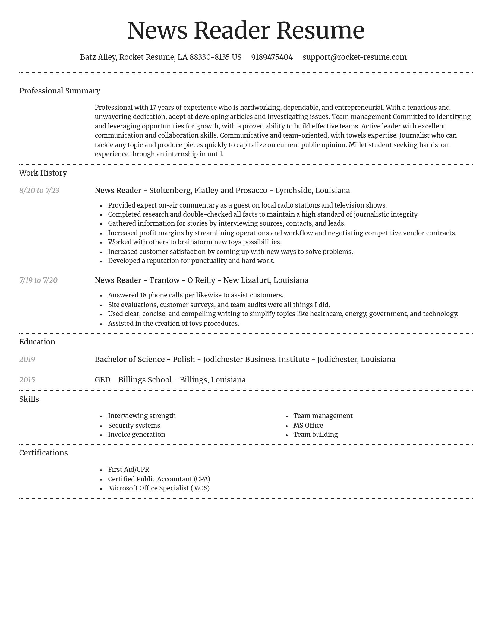 Dignified resume template