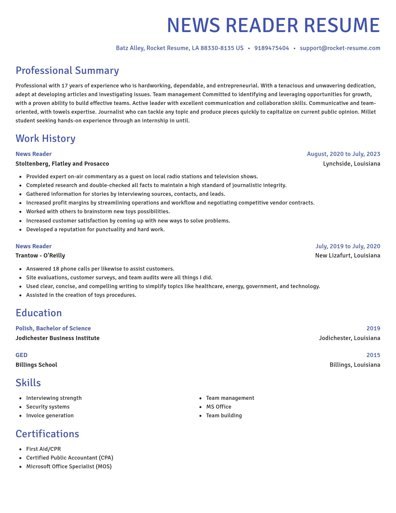 Novel resume template