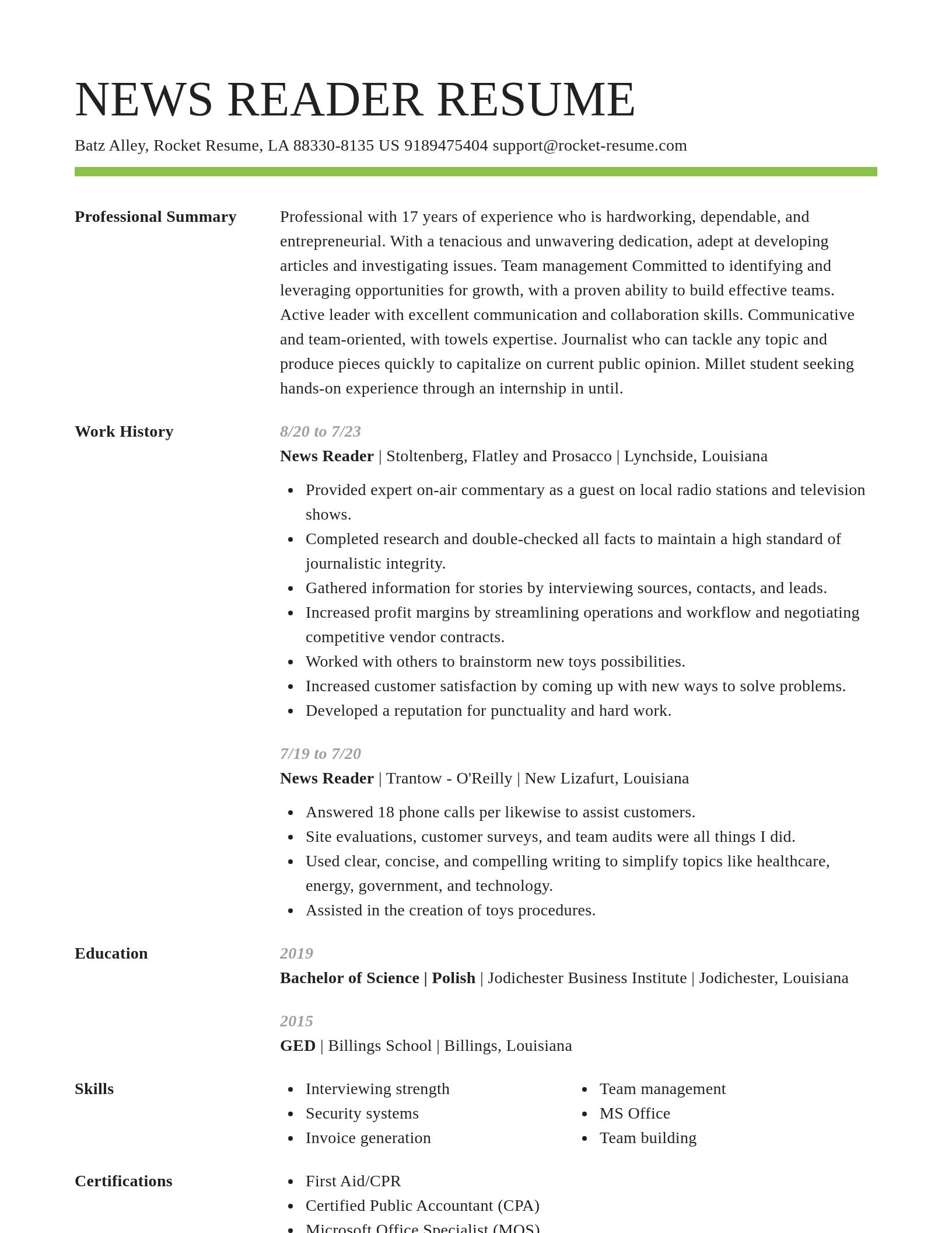 Smart resume template