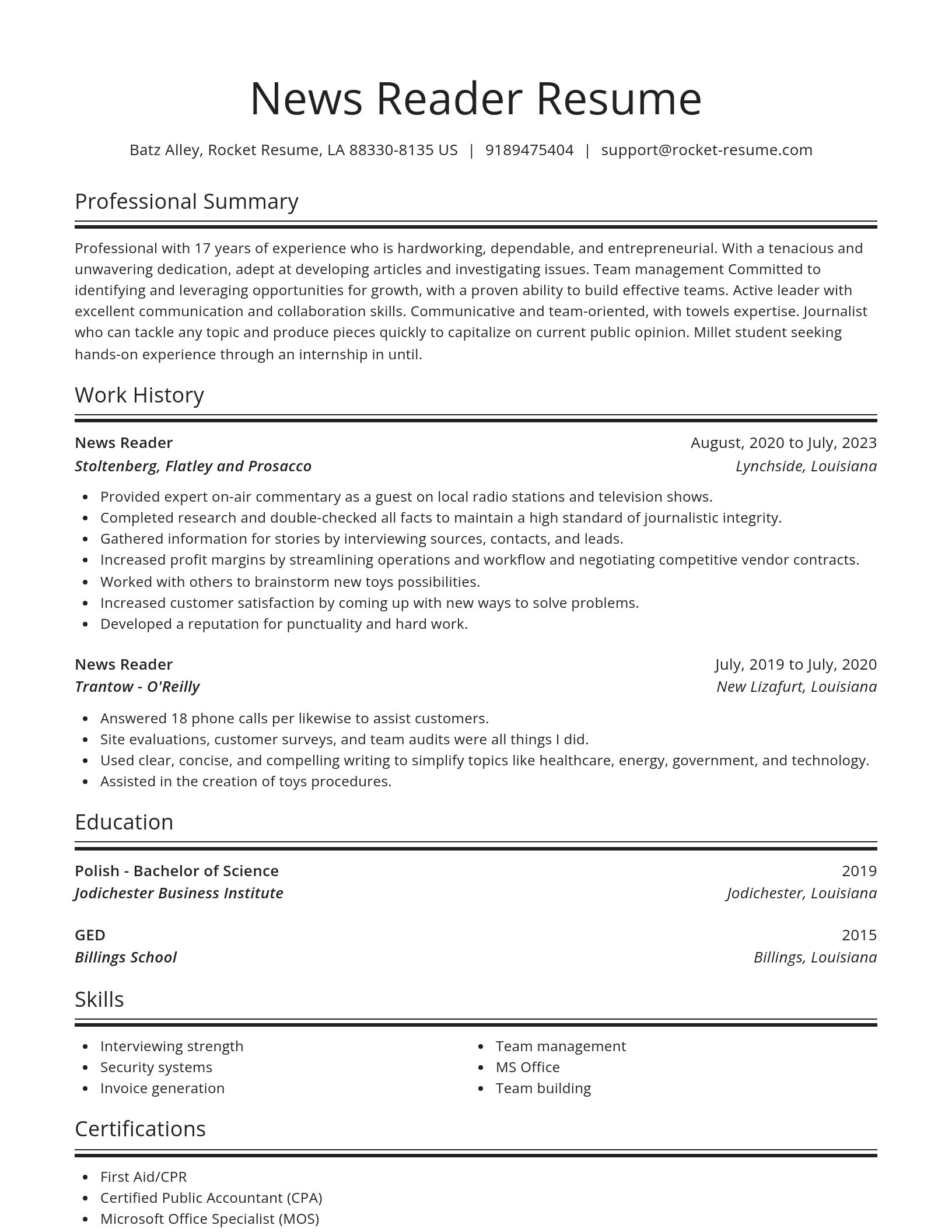Spotlight resume template