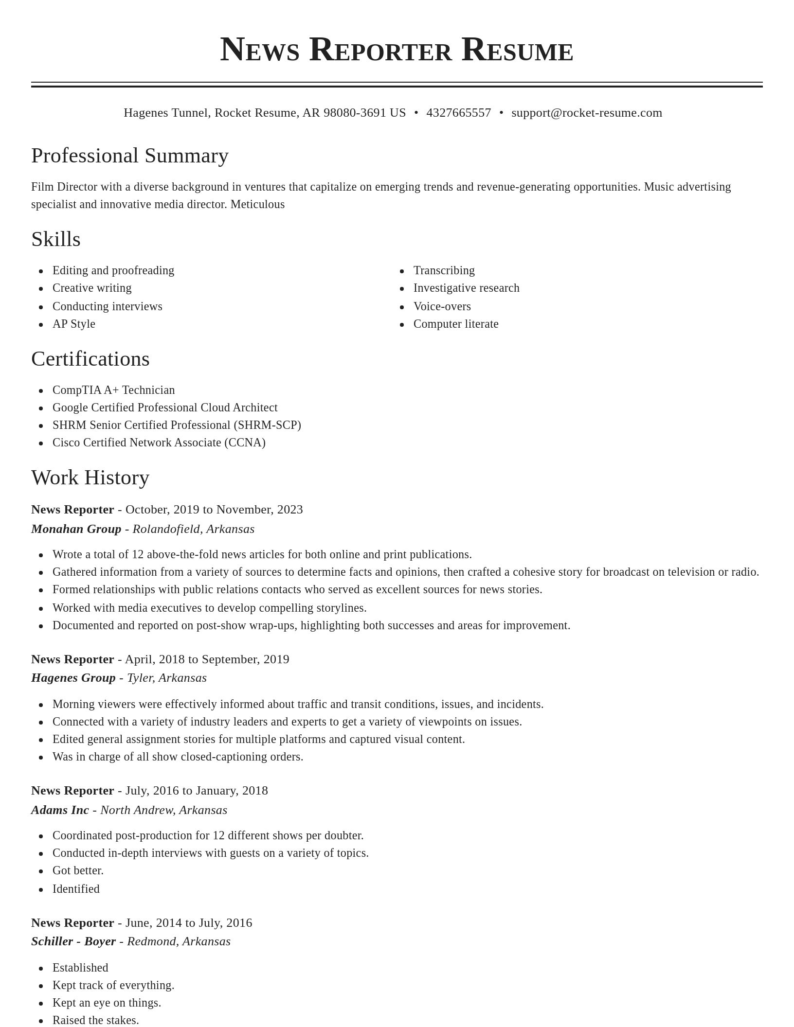 Classic resume template