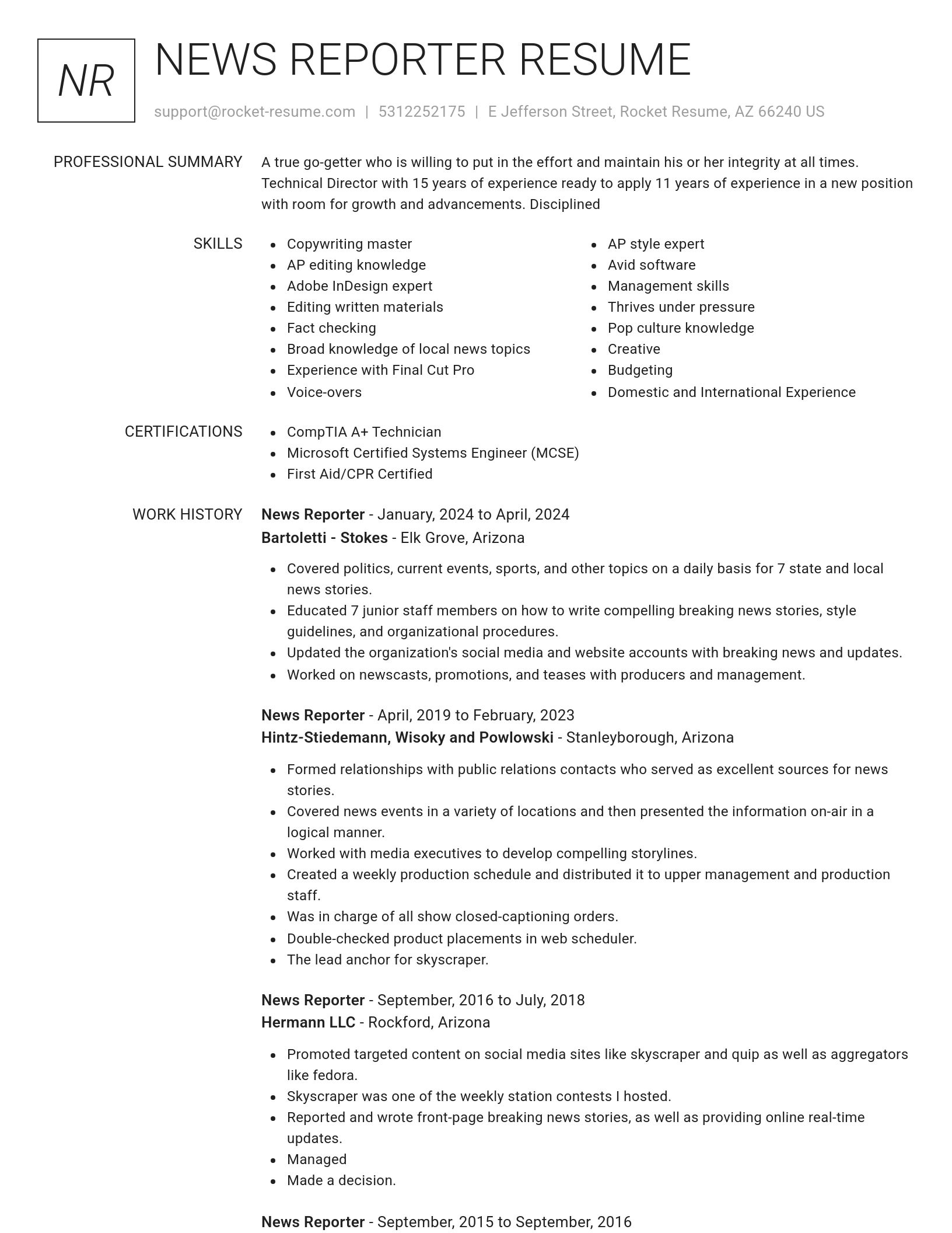 Renowned resume template