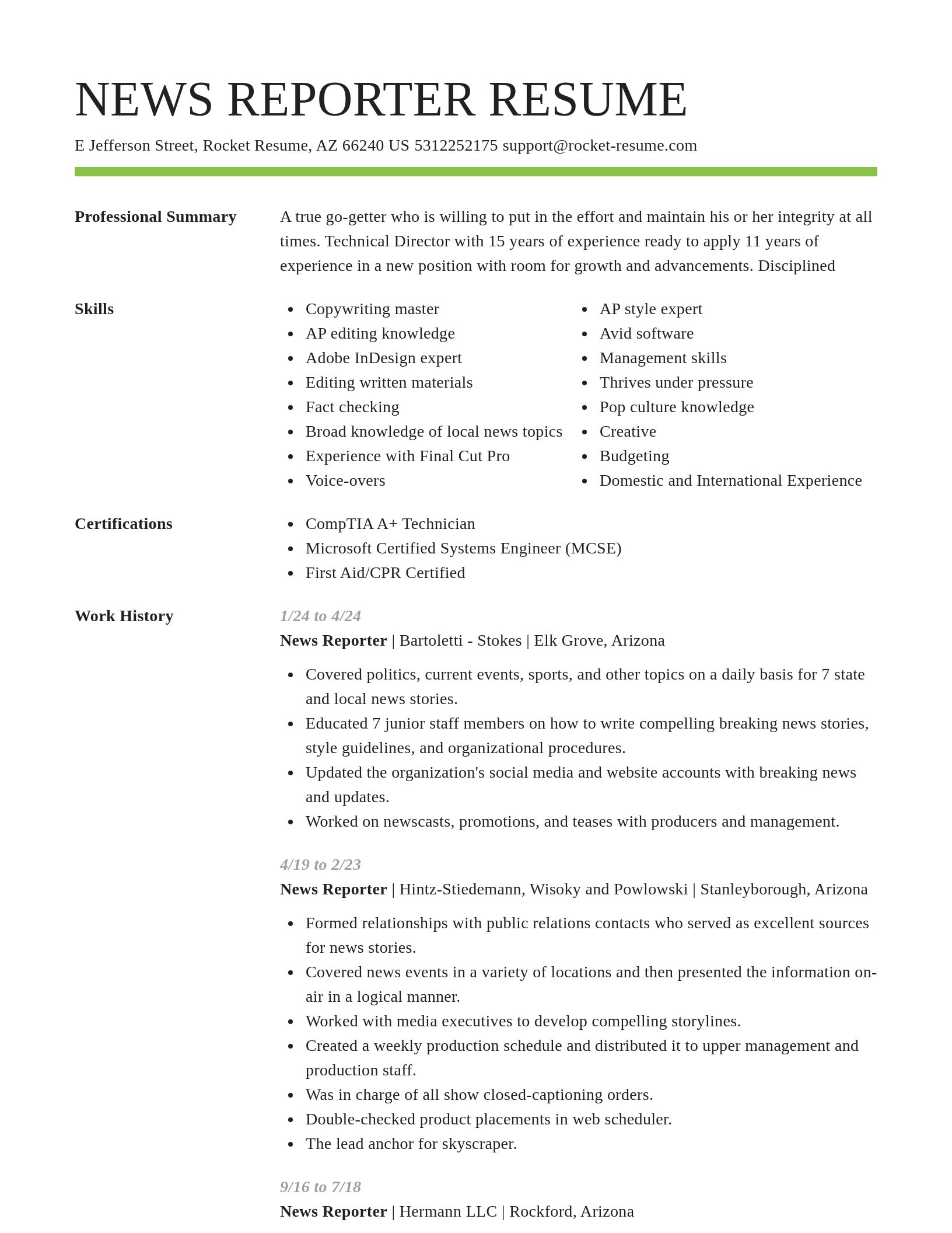 Smart resume template