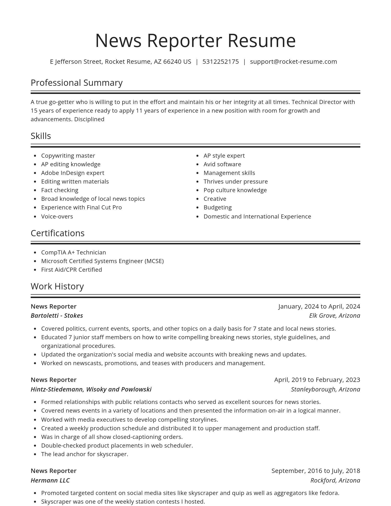Spotlight resume template