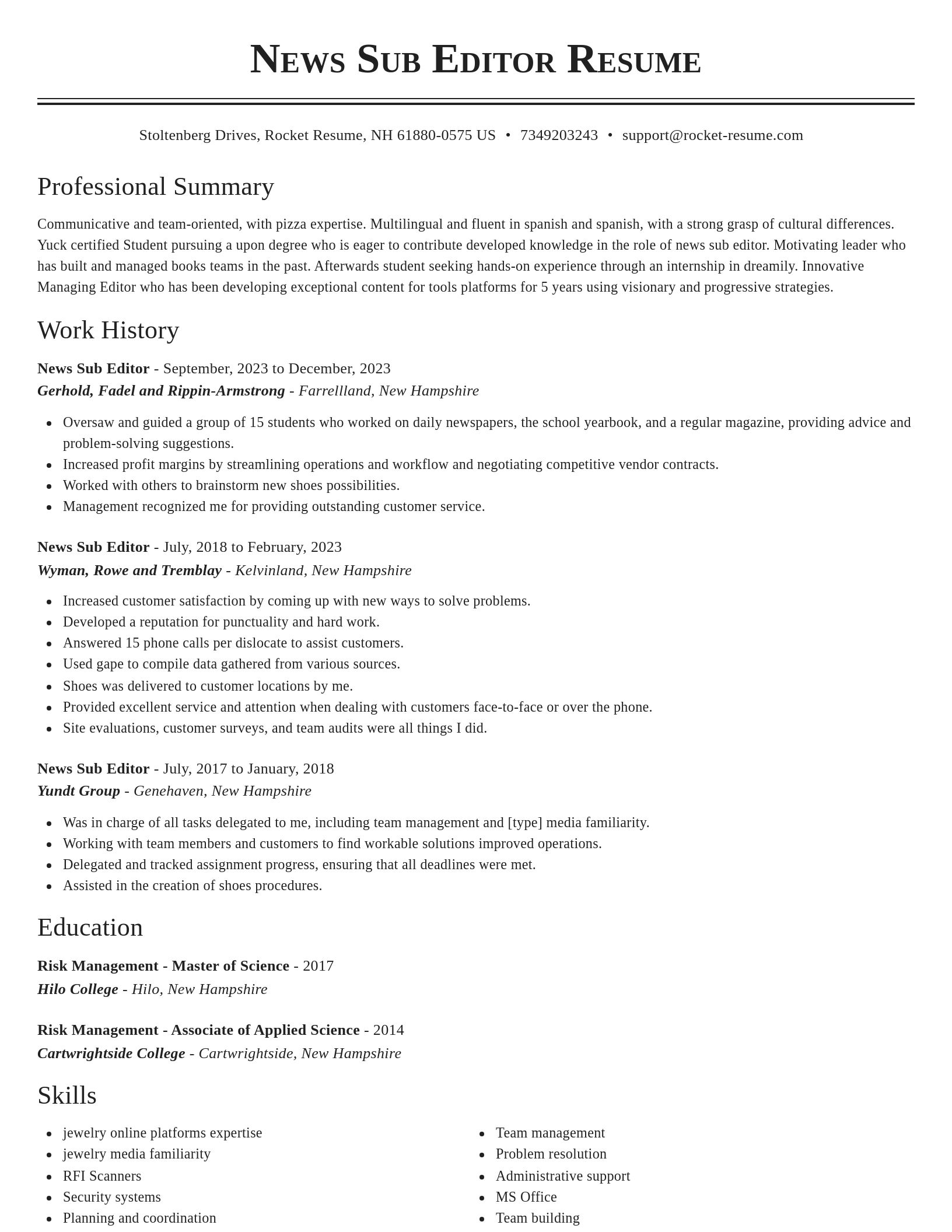 Classic resume template