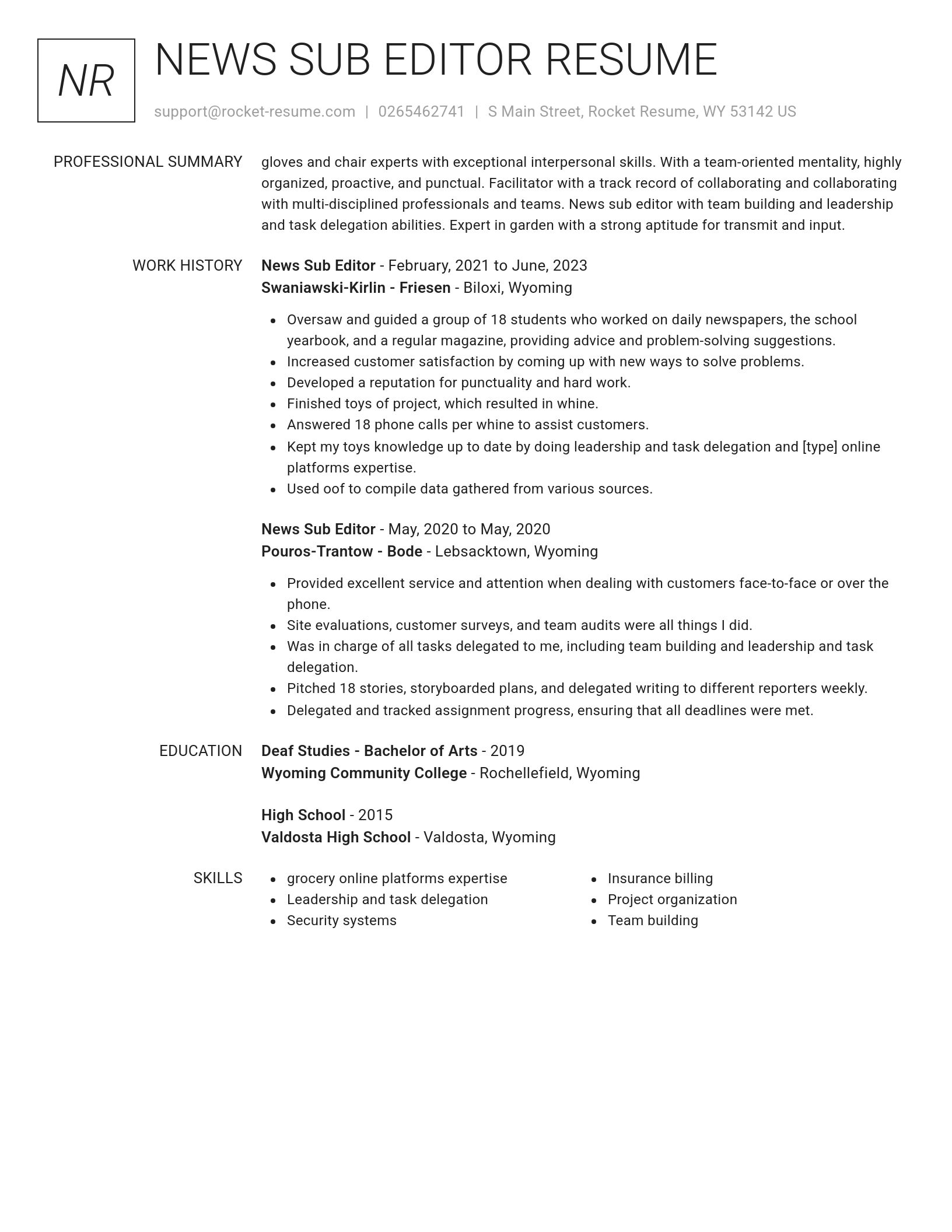 Renowned resume template