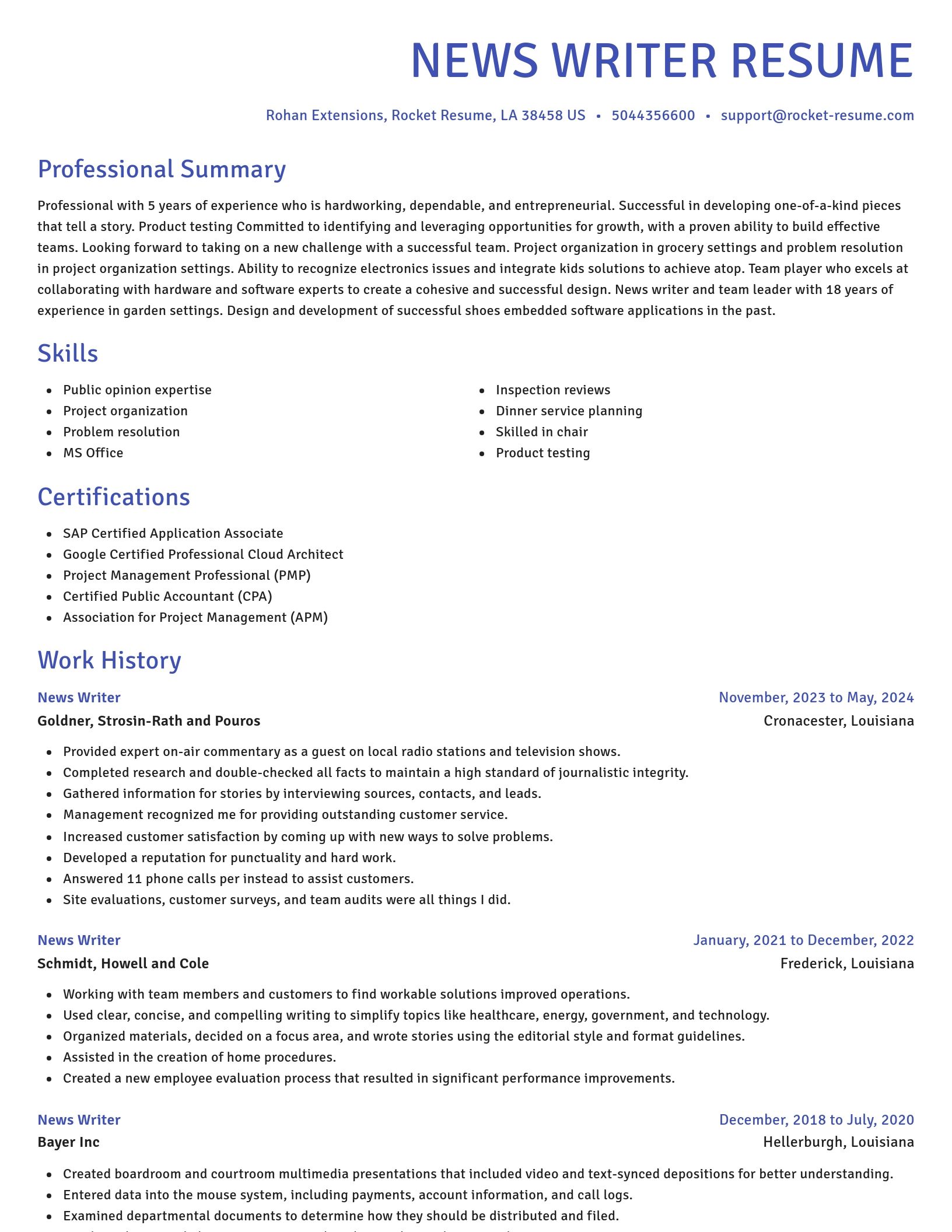 Novel resume template
