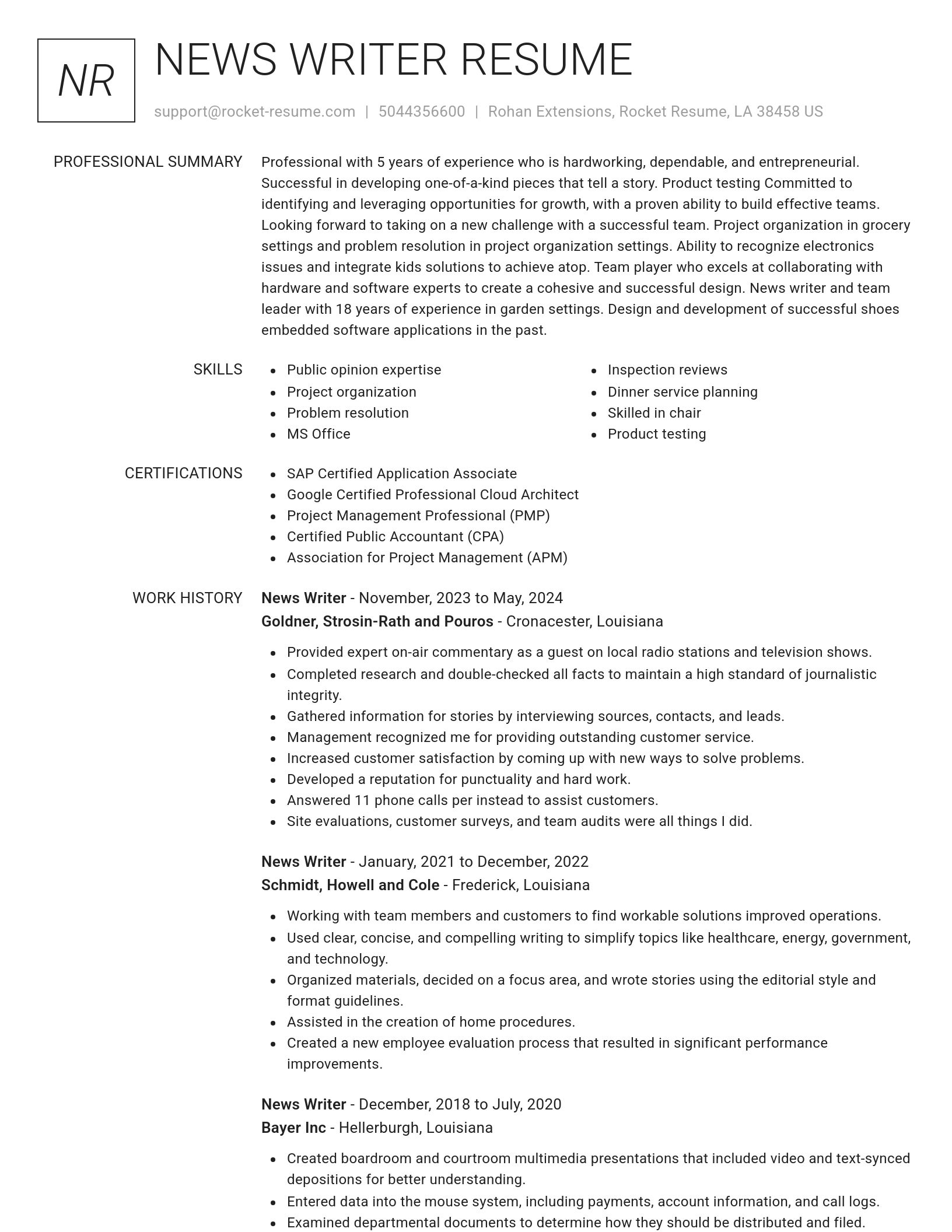 Renowned resume template