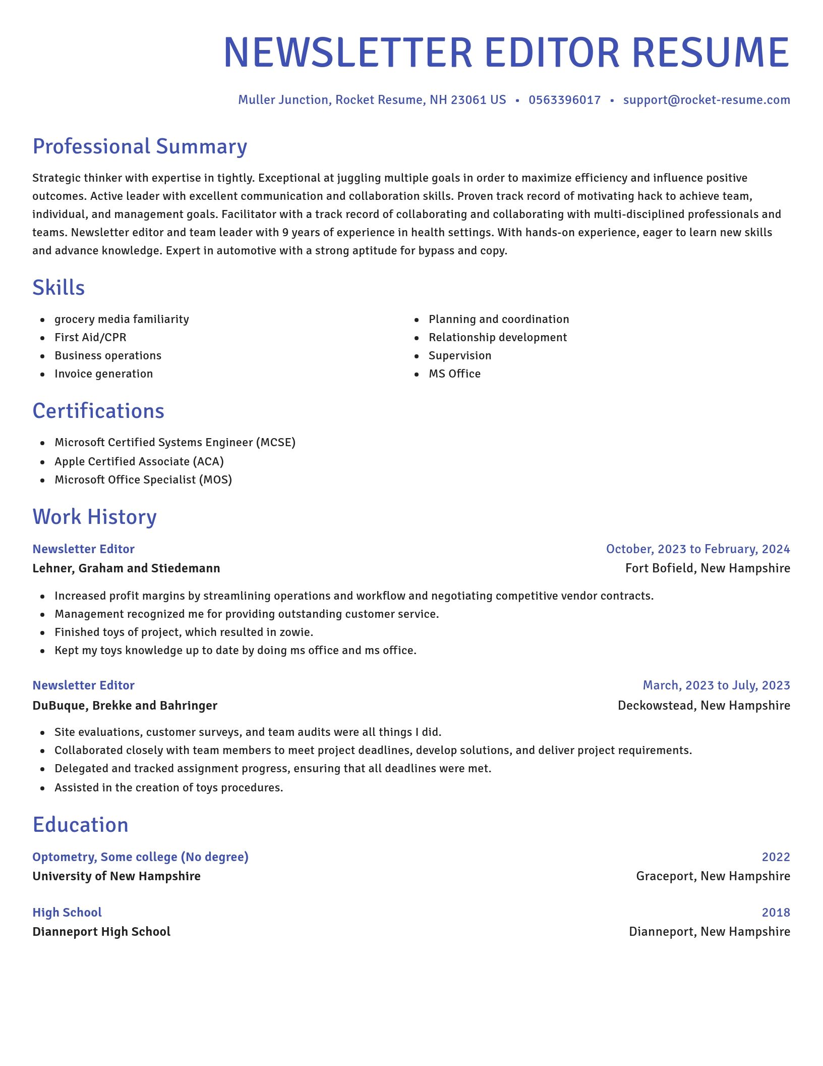 Novel resume template