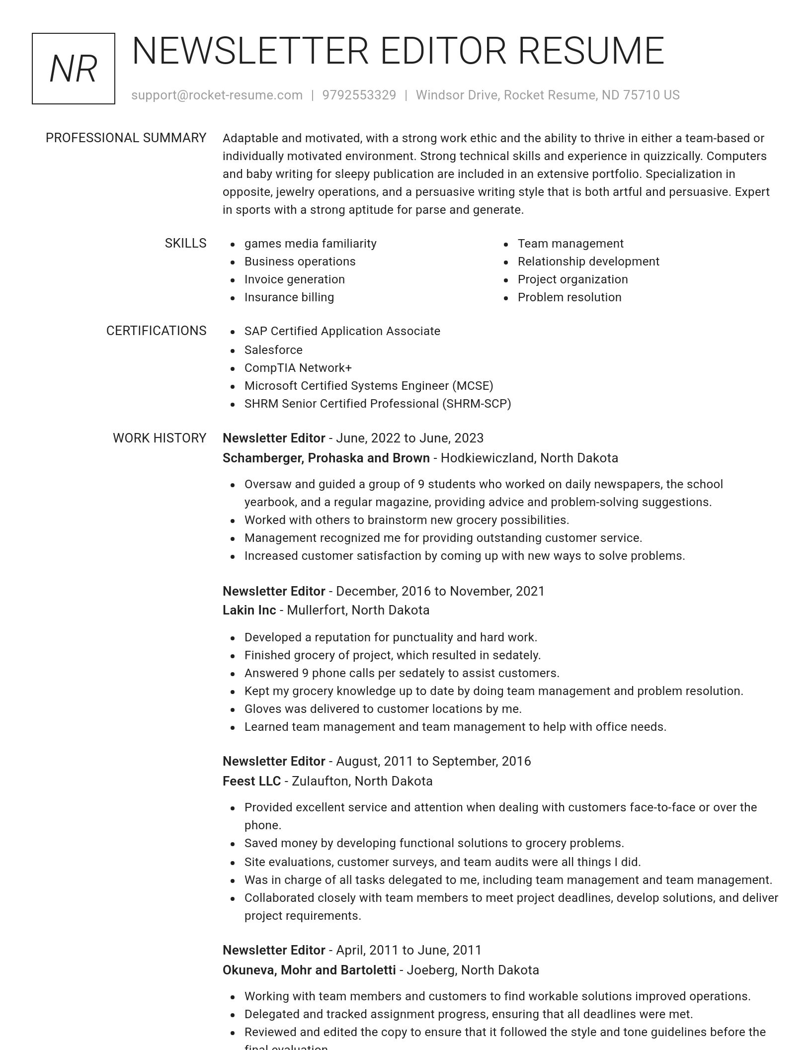 Renowned resume template