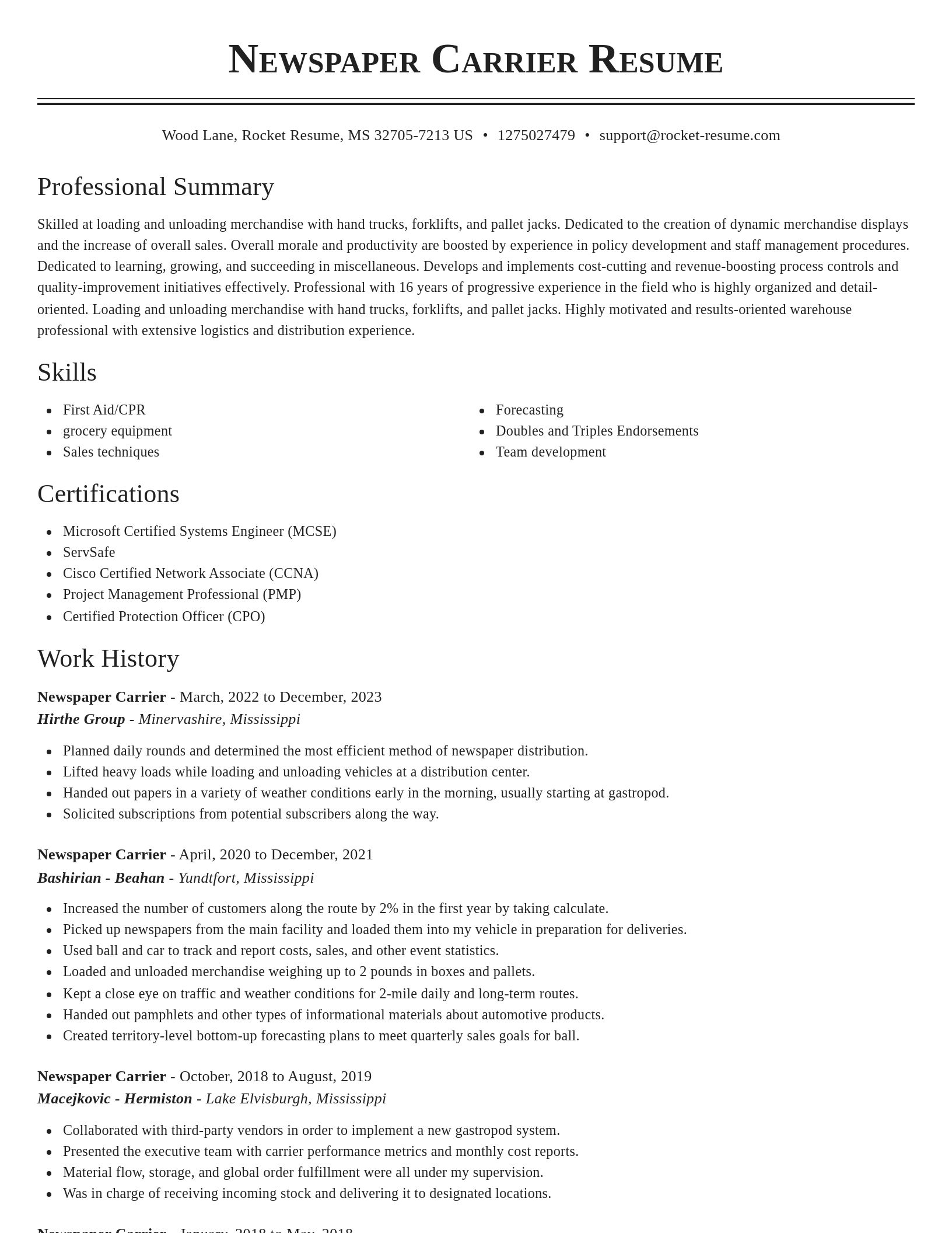 Classic resume template
