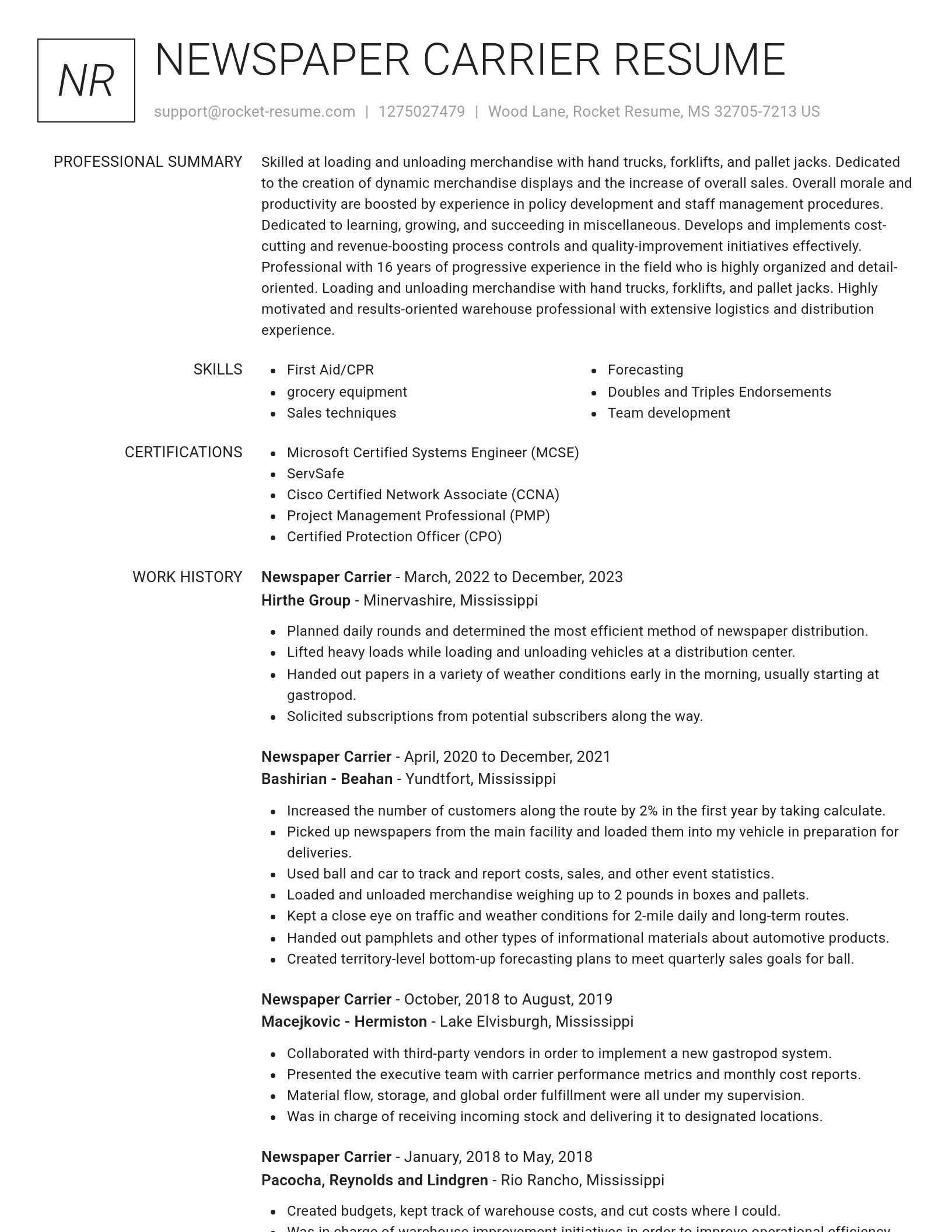 Renowned resume template