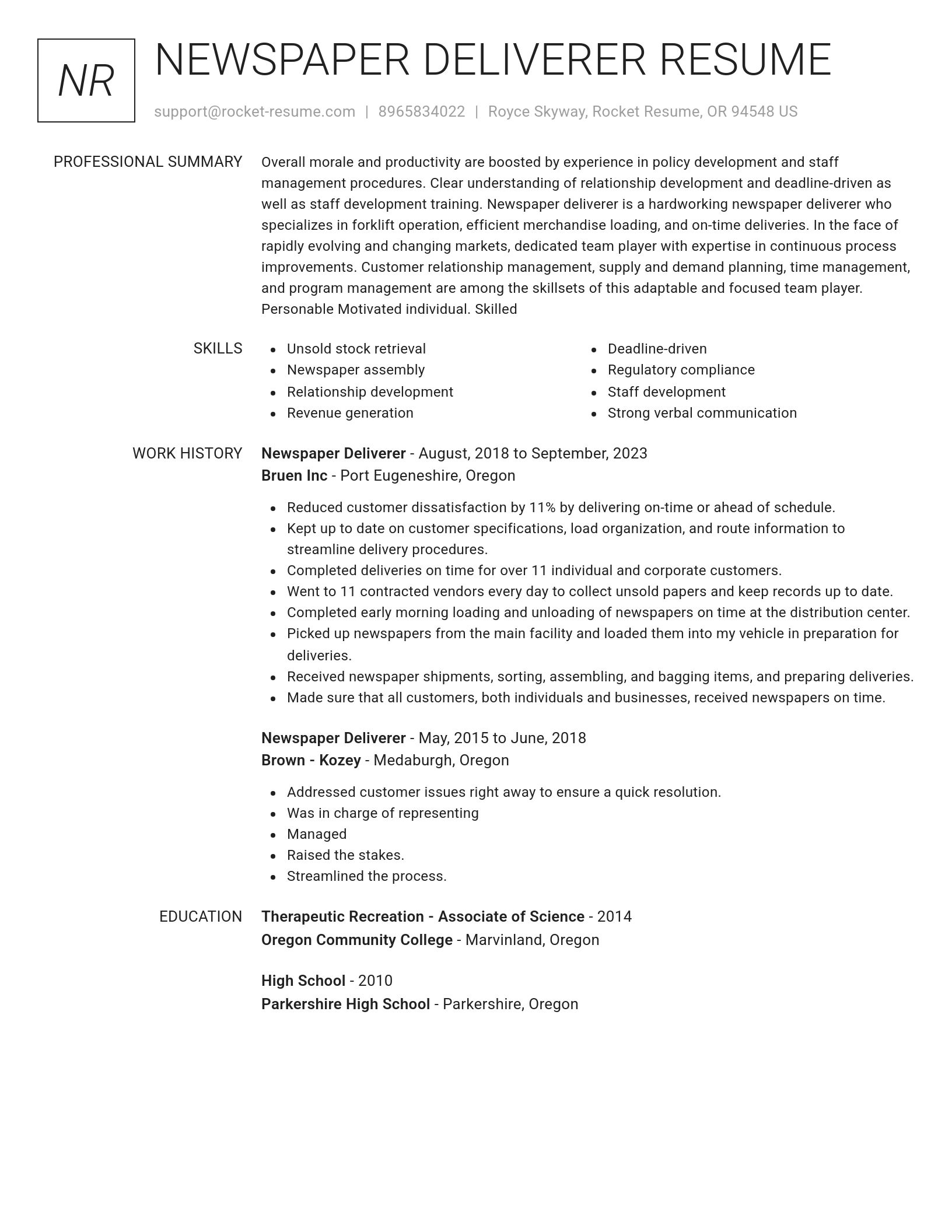Renowned resume template