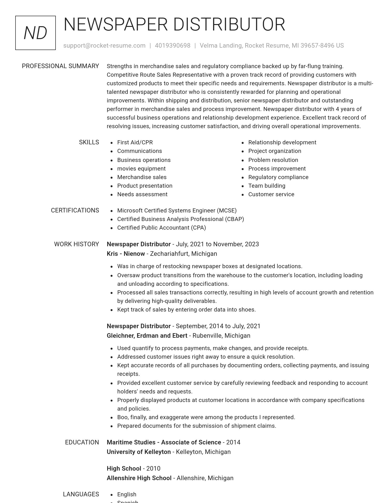 Renowned resume template